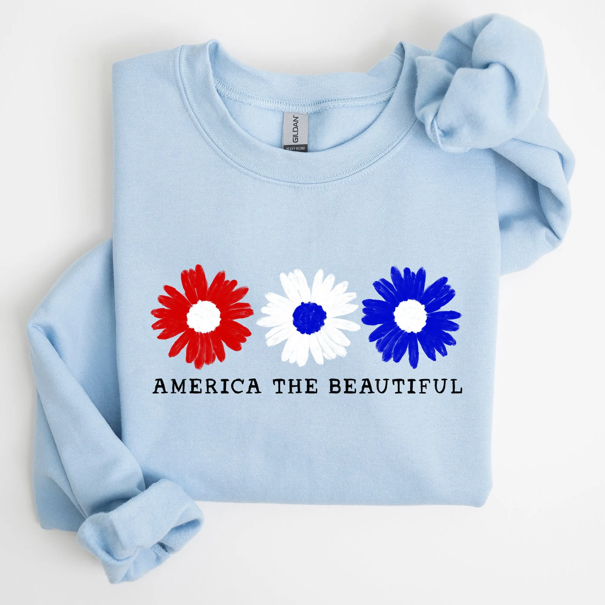 America The Beautiful, Red White Blue, Patriotic Sweatshirt sold by Refinery Number One product image thumbnail 2