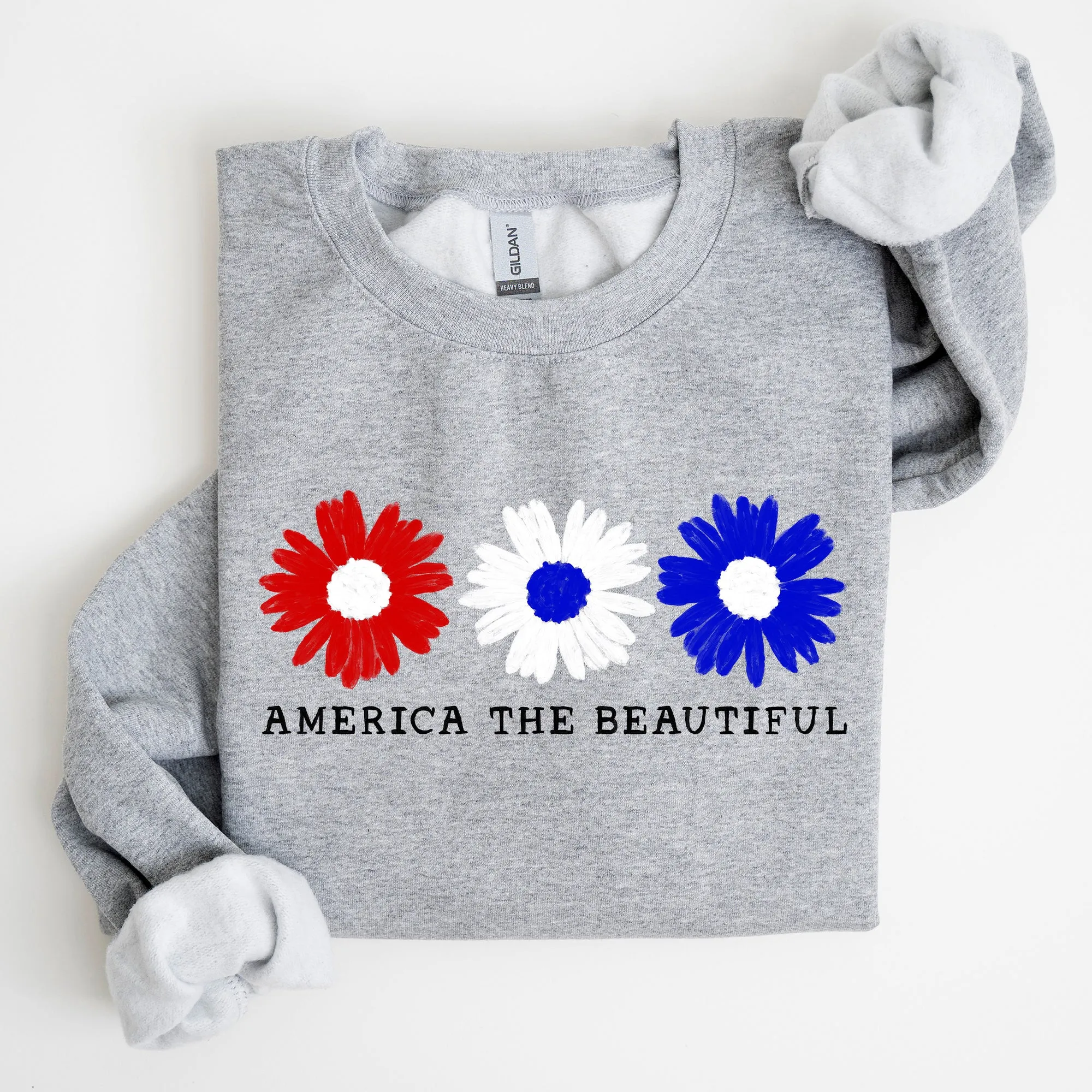 America The Beautiful, Red White Blue, Patriotic Sweatshirt sold by Refinery Number One