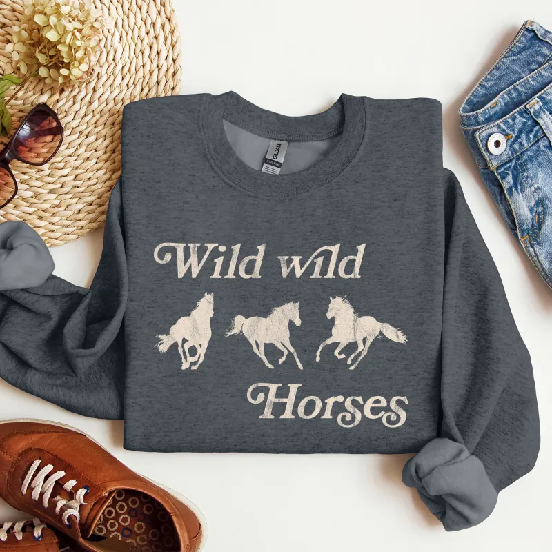 Wild Wild Horses, Country, Western Sweatshirt sold by Refinery Number One