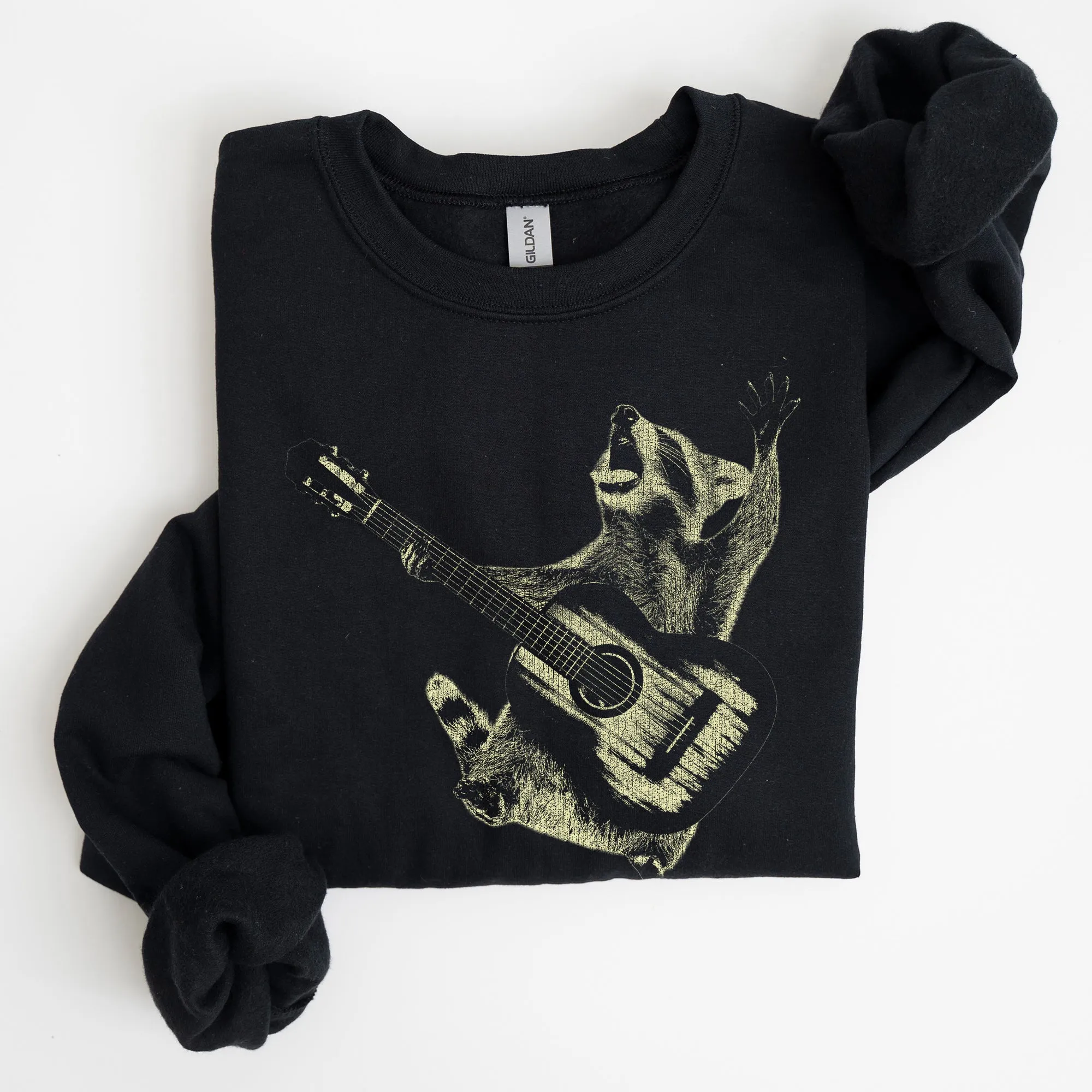 Raccoon Rocking Out, Playing Guitar, Funny Animals Sweatshirt sold by Refinery Number One