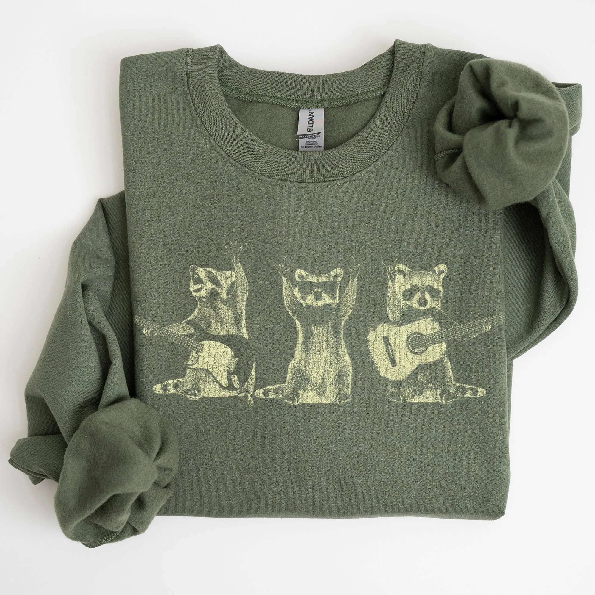 Raccoon Band, Playing Guitar, Funny Animals Sweatshirt sold by Refinery Number One product image thumbnail 4