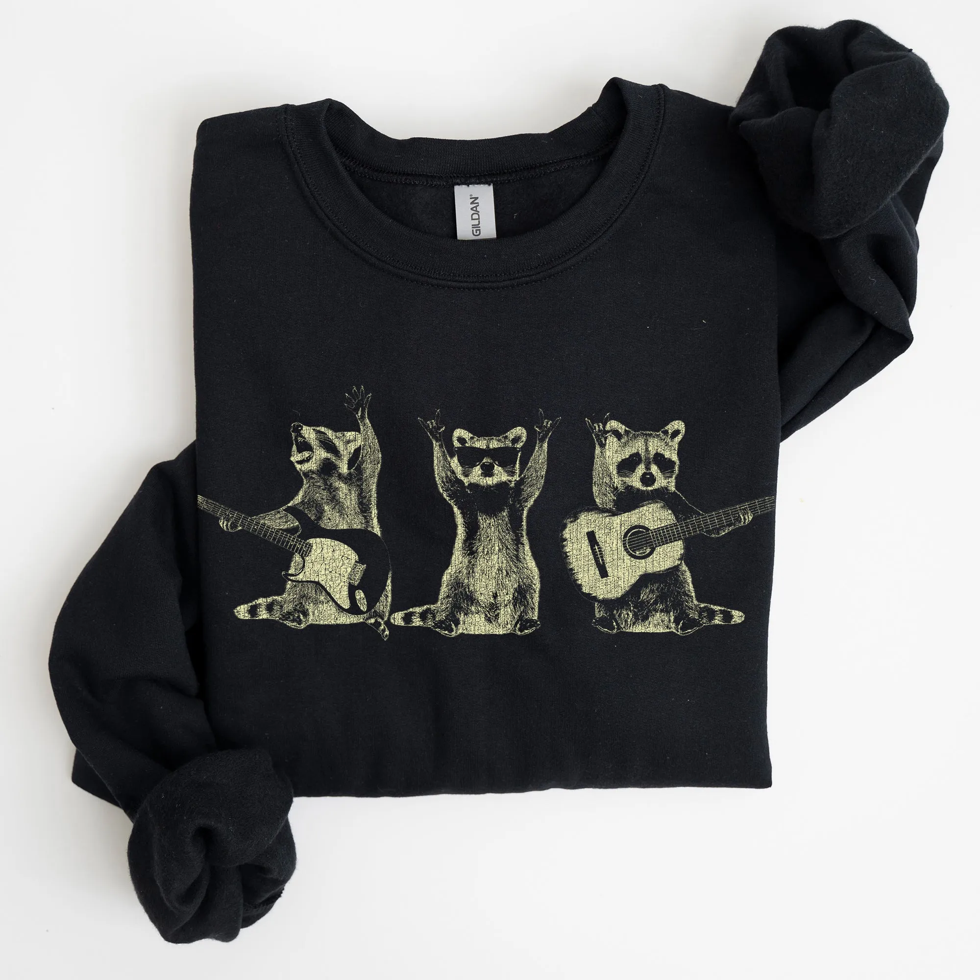 Raccoon Band, Playing Guitar, Funny Animals Sweatshirt sold by Refinery Number One product image thumbnail 2