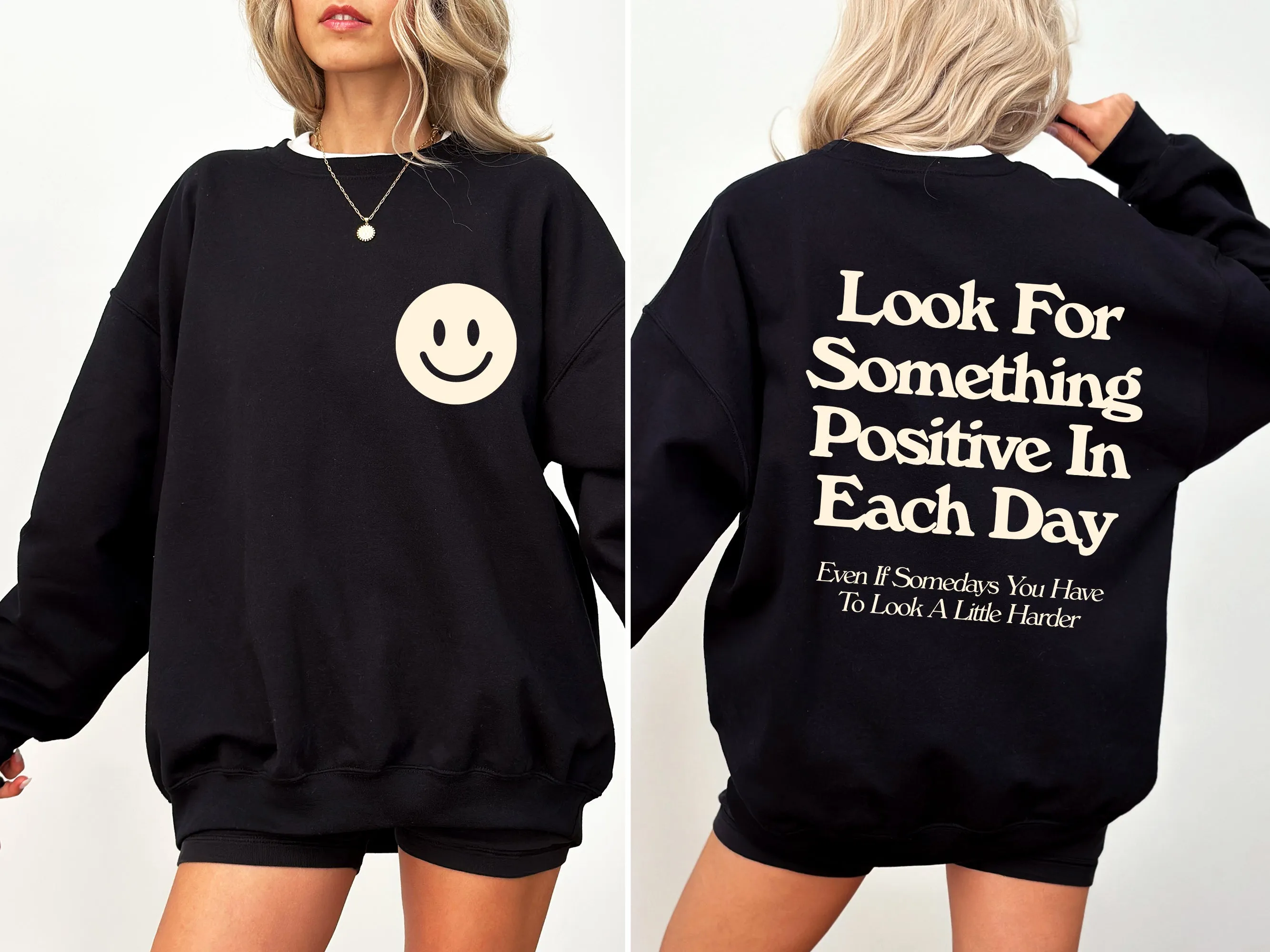 Look For Something Positive, Pocket Print, Self Love, Self Care Sweatshirt sold by Refinery Number One product image thumbnail 3