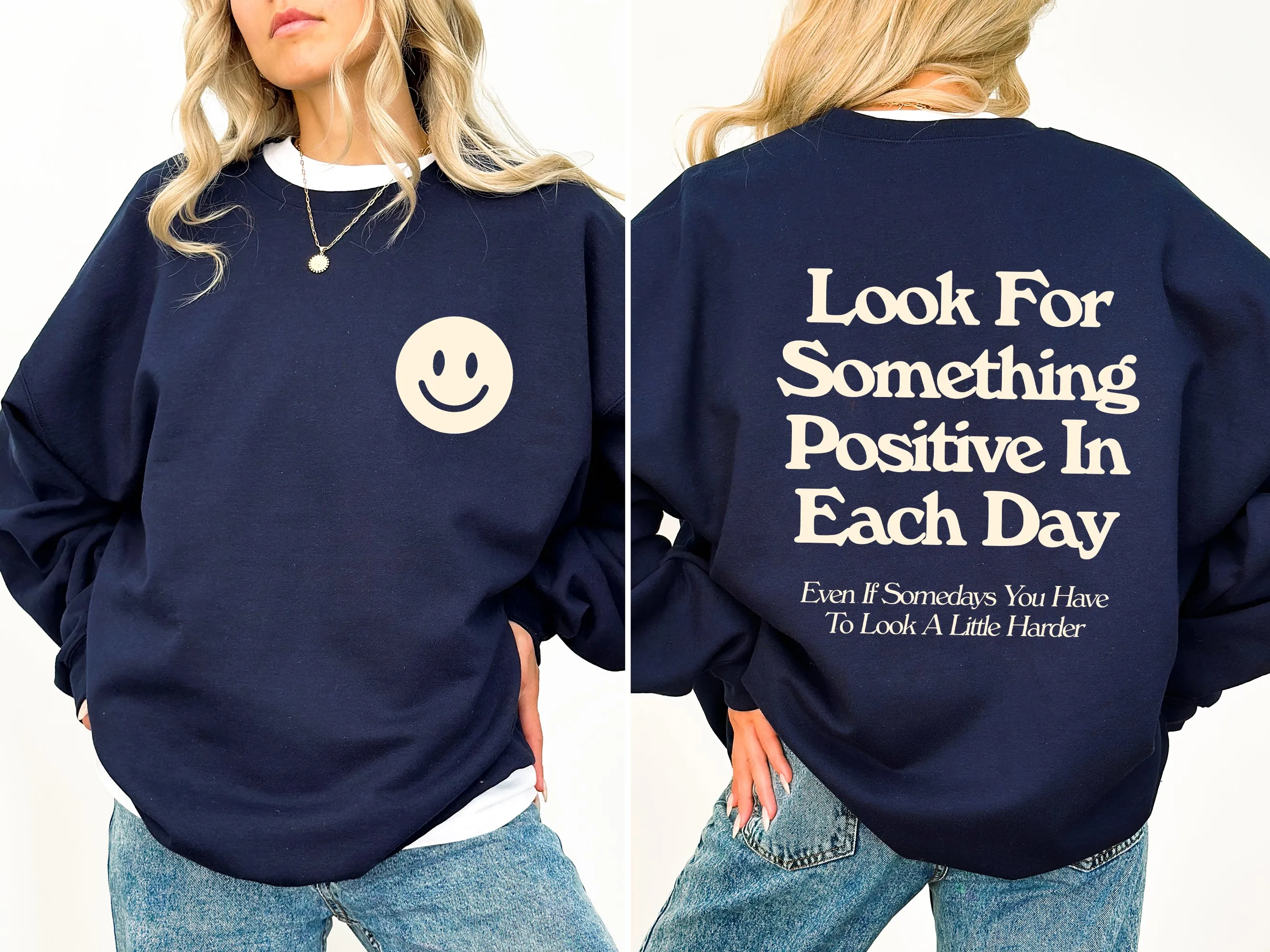 Look For Something Positive, Pocket Print, Self Love, Self Care Sweatshirt sold by Refinery Number One
