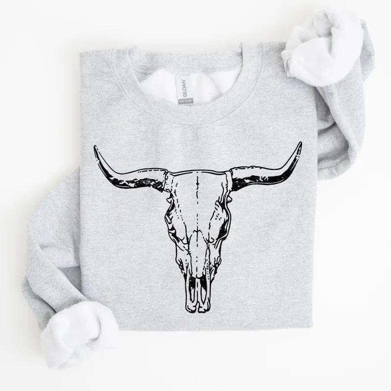 Long Horn, Cow Skull, Rodeo, Cowboy Sweatshirt sold by Refinery Number One