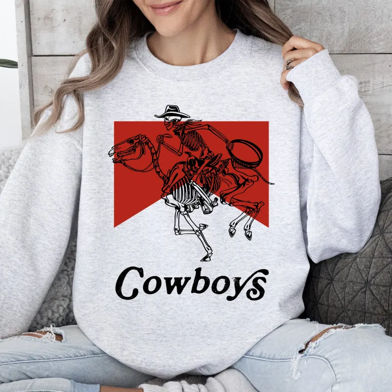 Cowboys, Skeleton, Horse, Western, Country Sweatshirt sold by Refinery Number One