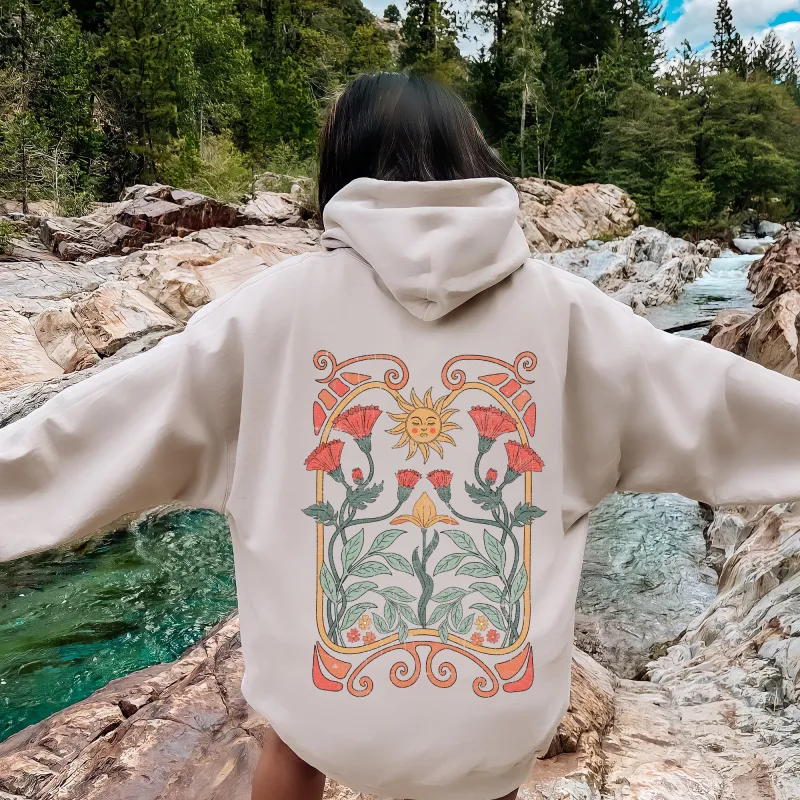 Sun Art Deco Design, Celestial Art Nouveau, Colorful Hoodie sold by Refinery Number One