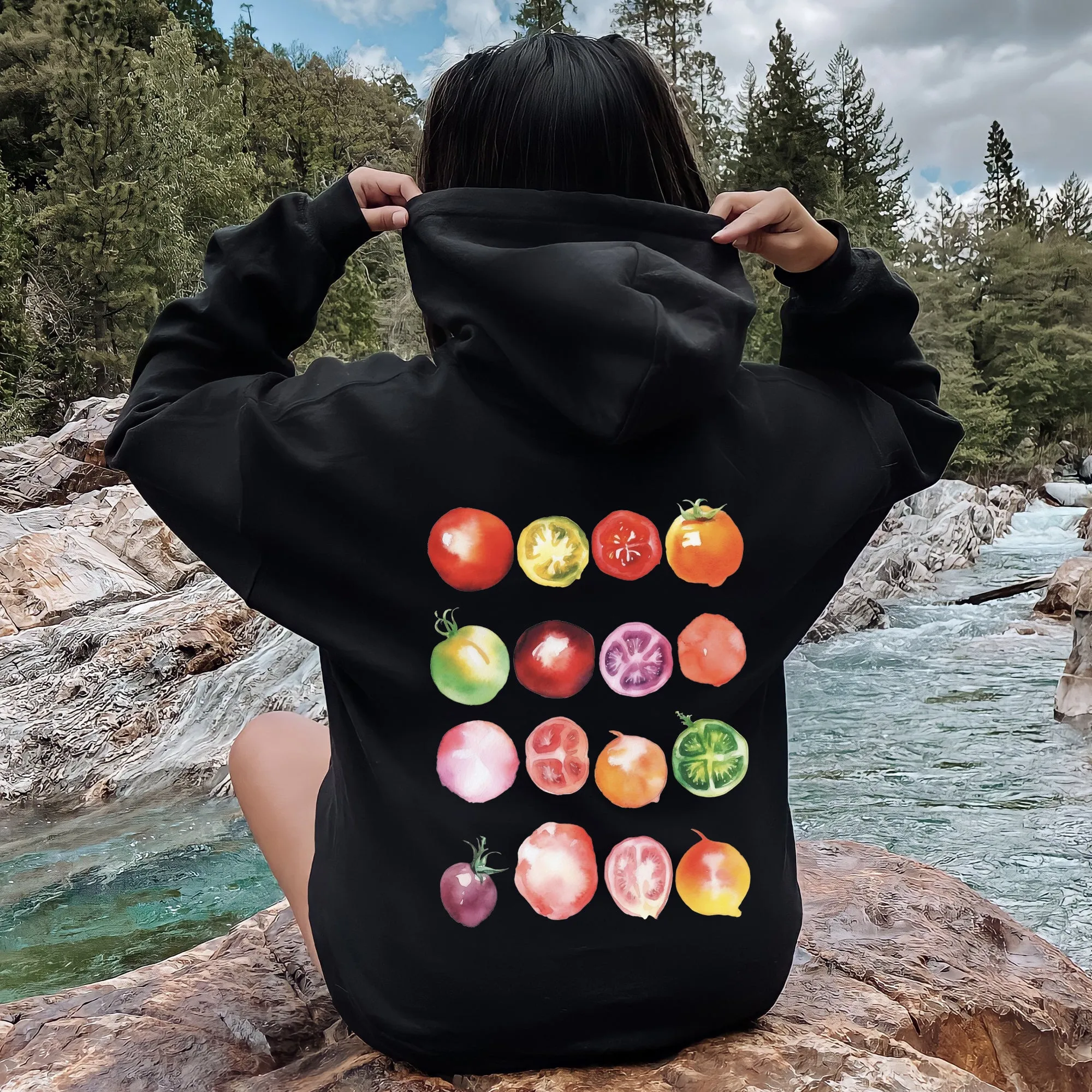 Ripe Tomato Print, Garden Fresh Hoodie sold by Refinery Number One product image thumbnail 3