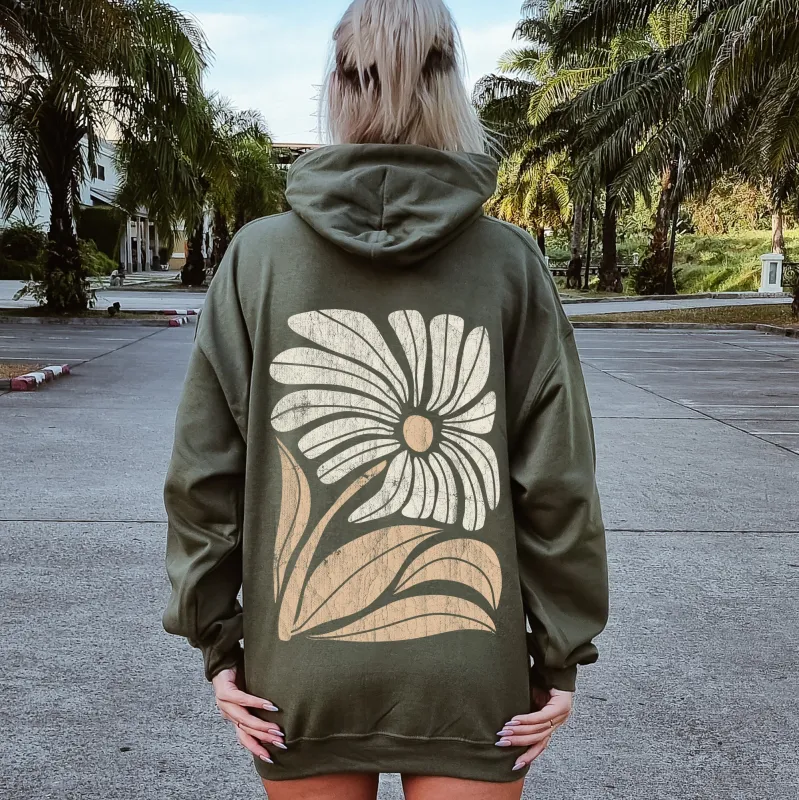 Retro Flower, Bold Floral, Boho Hoodie sold by Refinery Number One