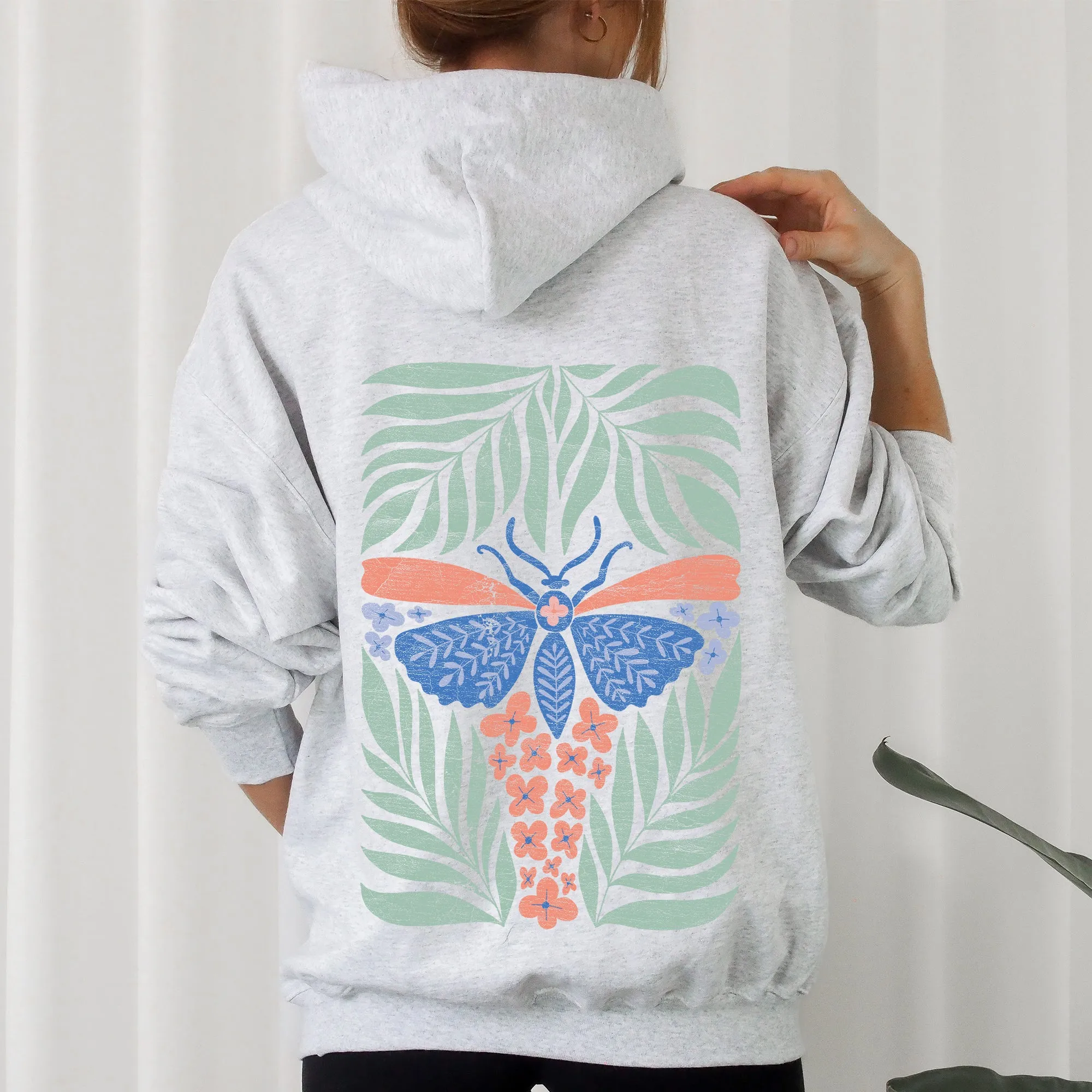 Tropical Butterfly and Palm Design, Boho Print Hoodie sold by Refinery Number One product image thumbnail 4