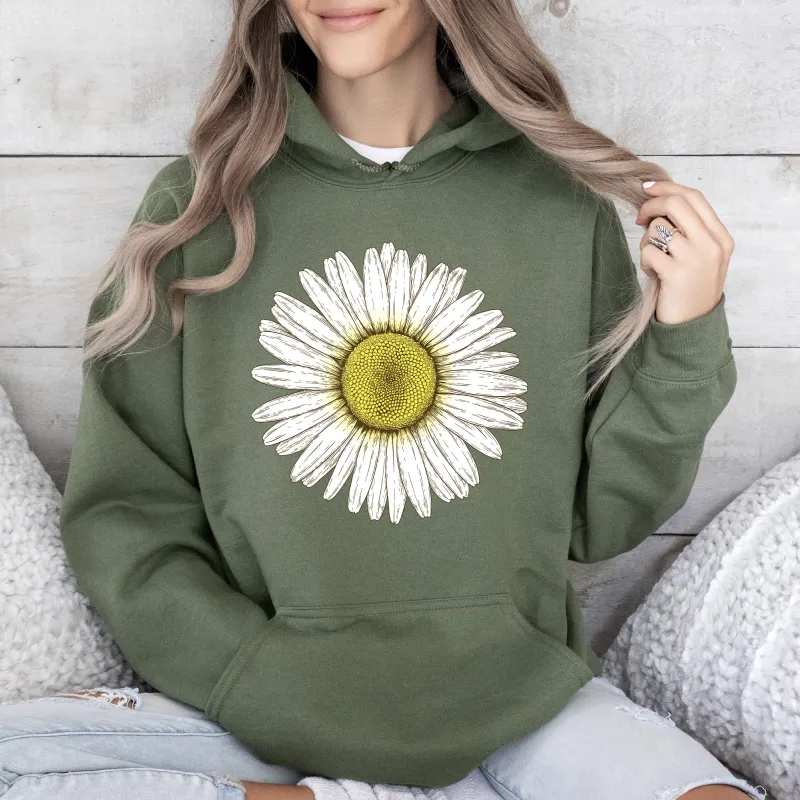 Retro Daisy Print, Vintage Flowers Hoodie sold by Refinery Number One