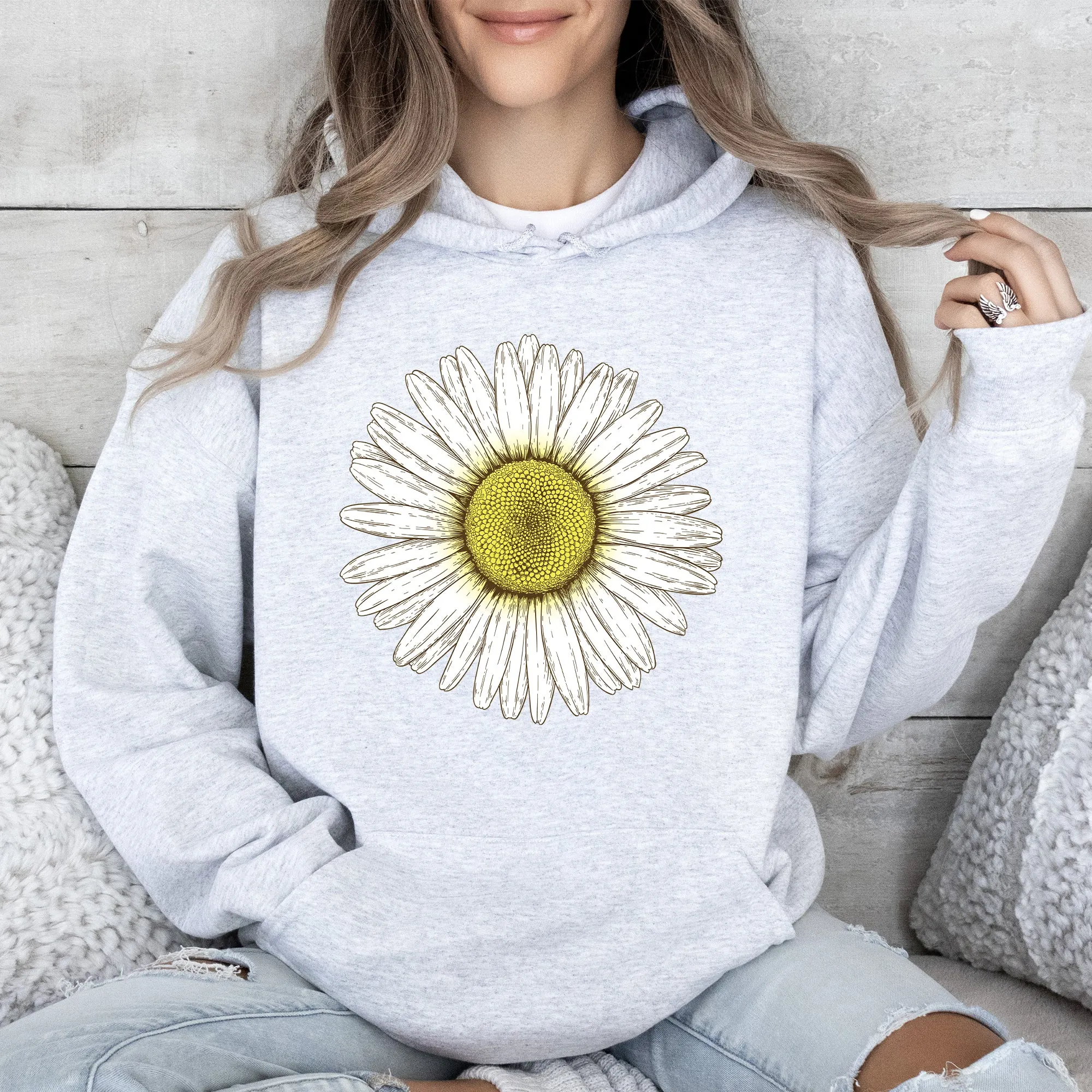 Retro Daisy Print, Vintage Flowers Hoodie sold by Refinery Number One product image thumbnail 4