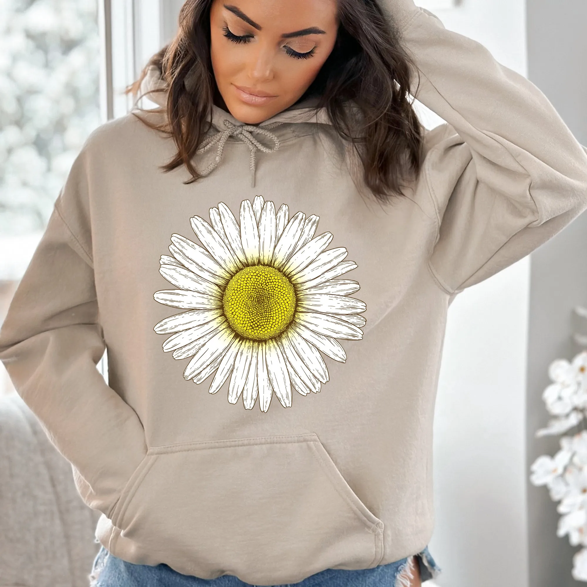 Retro Daisy Print, Vintage Flowers Hoodie sold by Refinery Number One product image thumbnail 3
