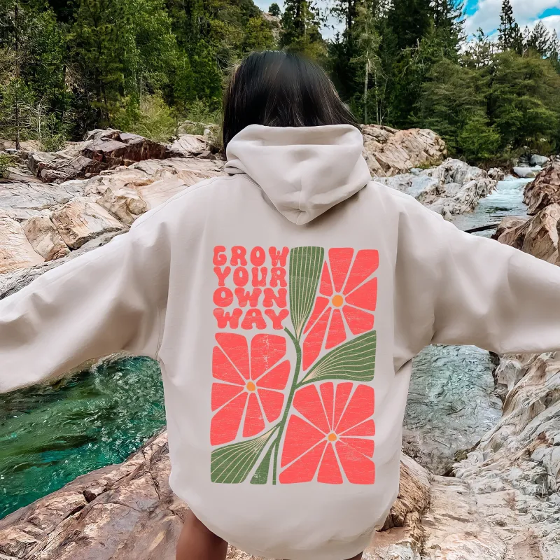 Grow Your Own Way, Retro Flowers Hoodie made by Refinery Number One