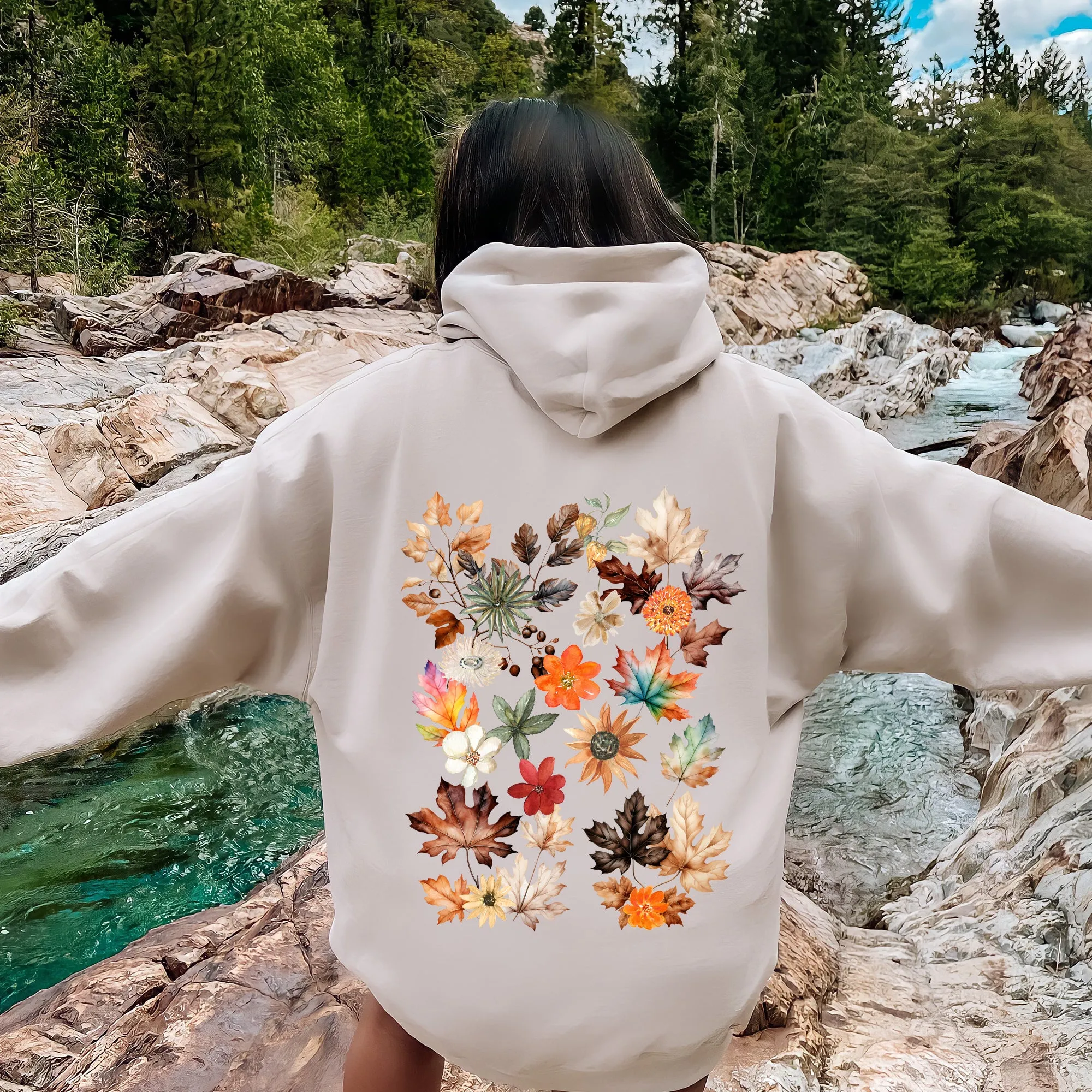 Lush Leaves Artistic Floral Print Hoodie sold by Refinery Number One product image thumbnail 5