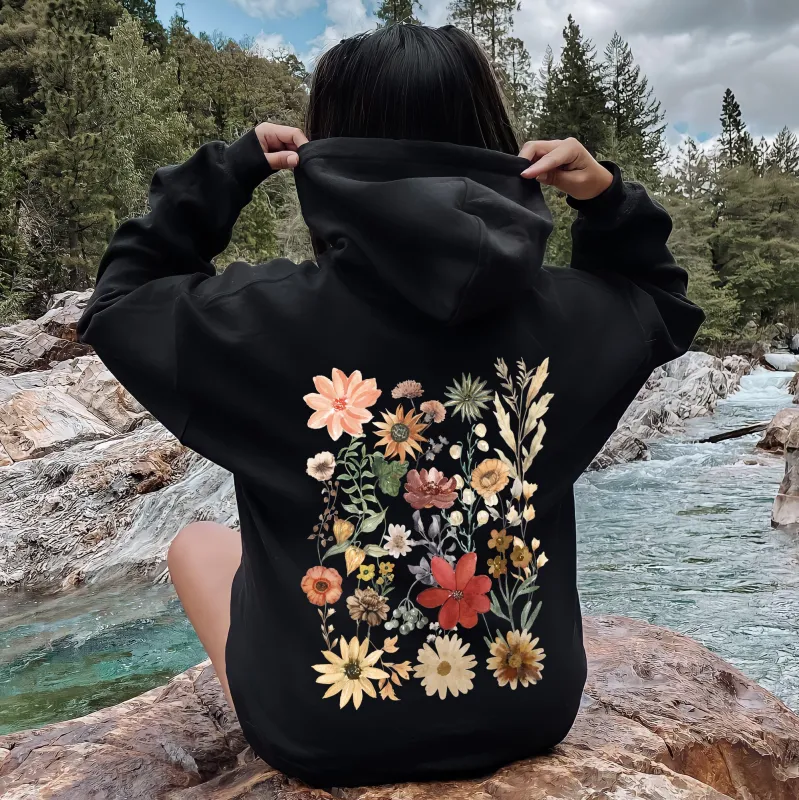 Dried Wildflower Meadow, Nature, Floral, Pressed Leaves Hoodie sold by Refinery Number One