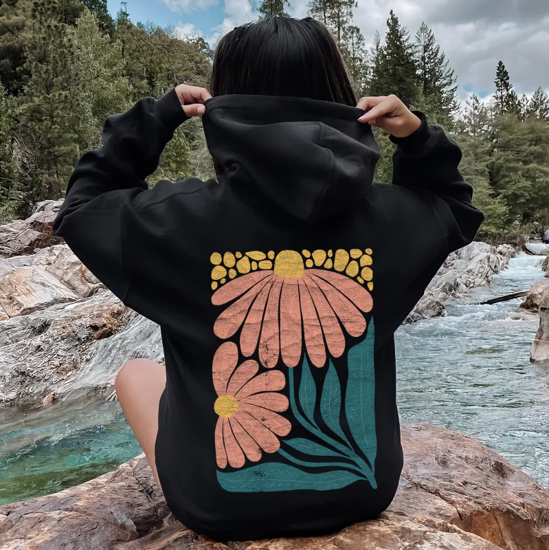 Colorful Daisies, Art Nouveau, Floral Design Hoodie made by Refinery Number One
