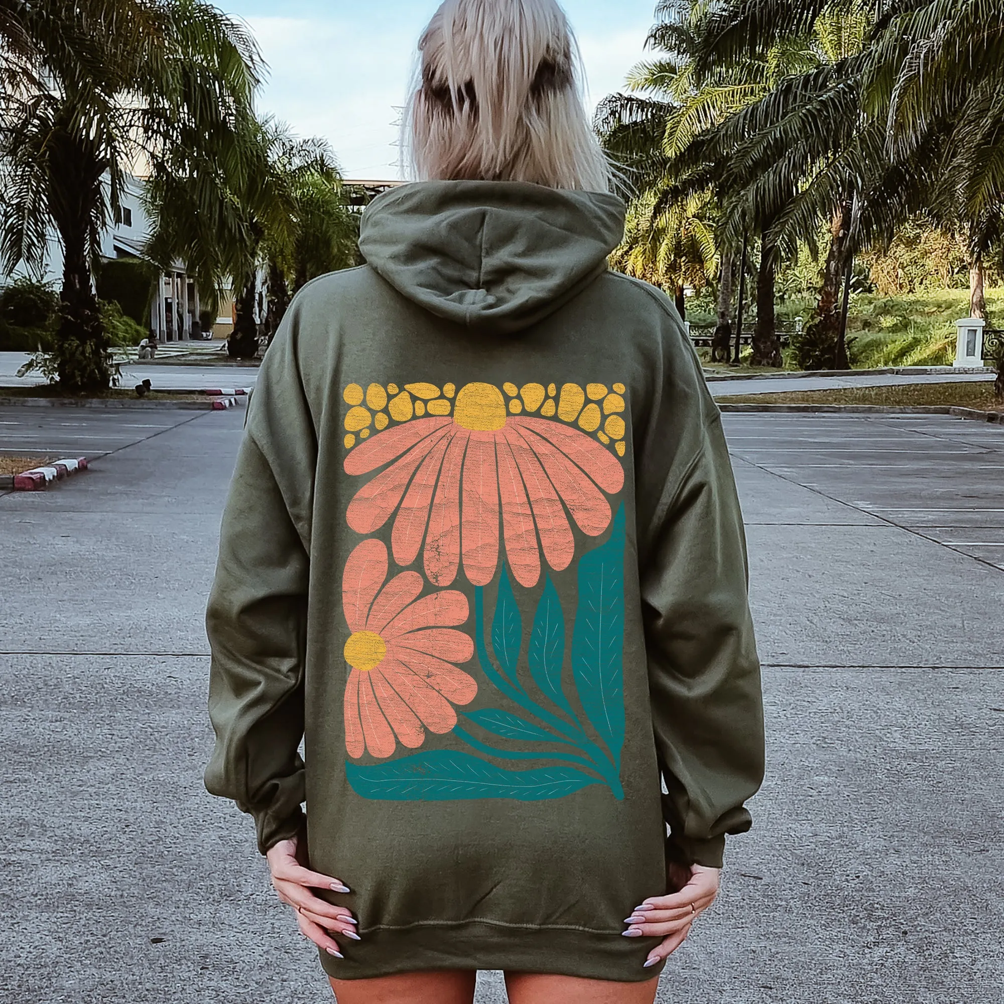 Colorful Daisies, Art Nouveau, Floral Design Hoodie sold by Refinery Number One product image thumbnail 2