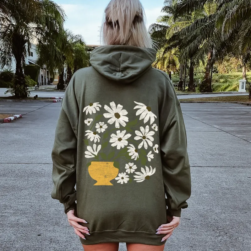 Daisies, Retro Floral Design Hoodie sold by Refinery Number One