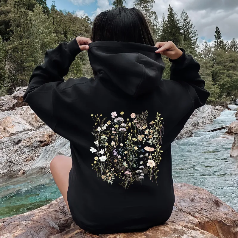 Delicate Wildflowers, Forest Meadow, Pressed Flowers Hoodie sold by Refinery Number One