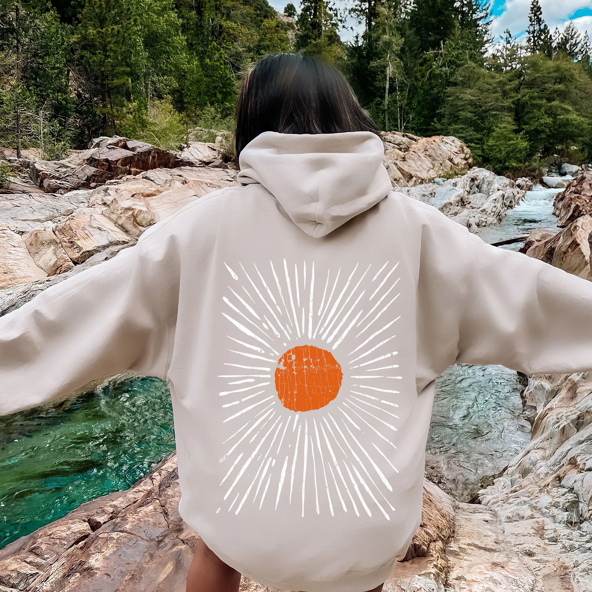 Boho Starburst Celestial Retro Night Sky Mandala With Cosmic Dreams And Vintage Glow Hoodie sold by Refinery Number One product image thumbnail 3
