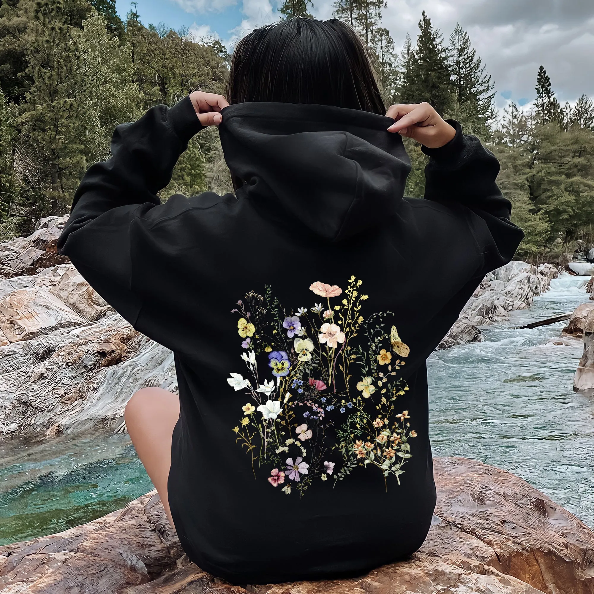 Delicate Pressed Wildflowers Hoodie sold by Refinery Number One