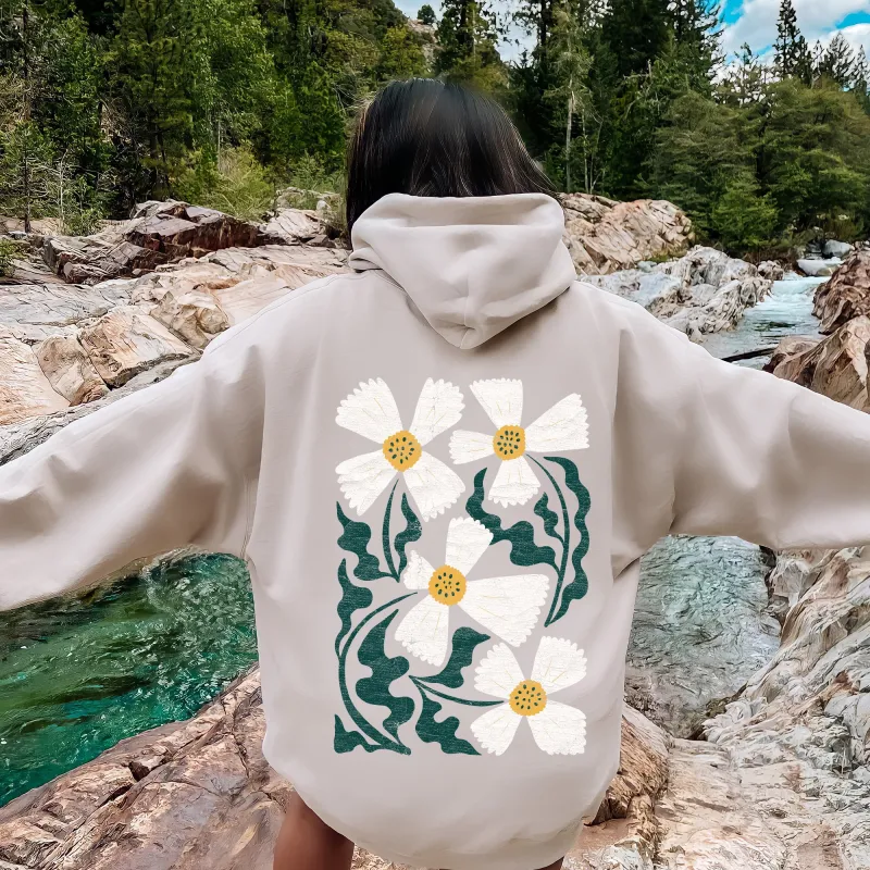 Boho Art Nouveau Flowers, Bold Design Hoodie made by Refinery Number One
