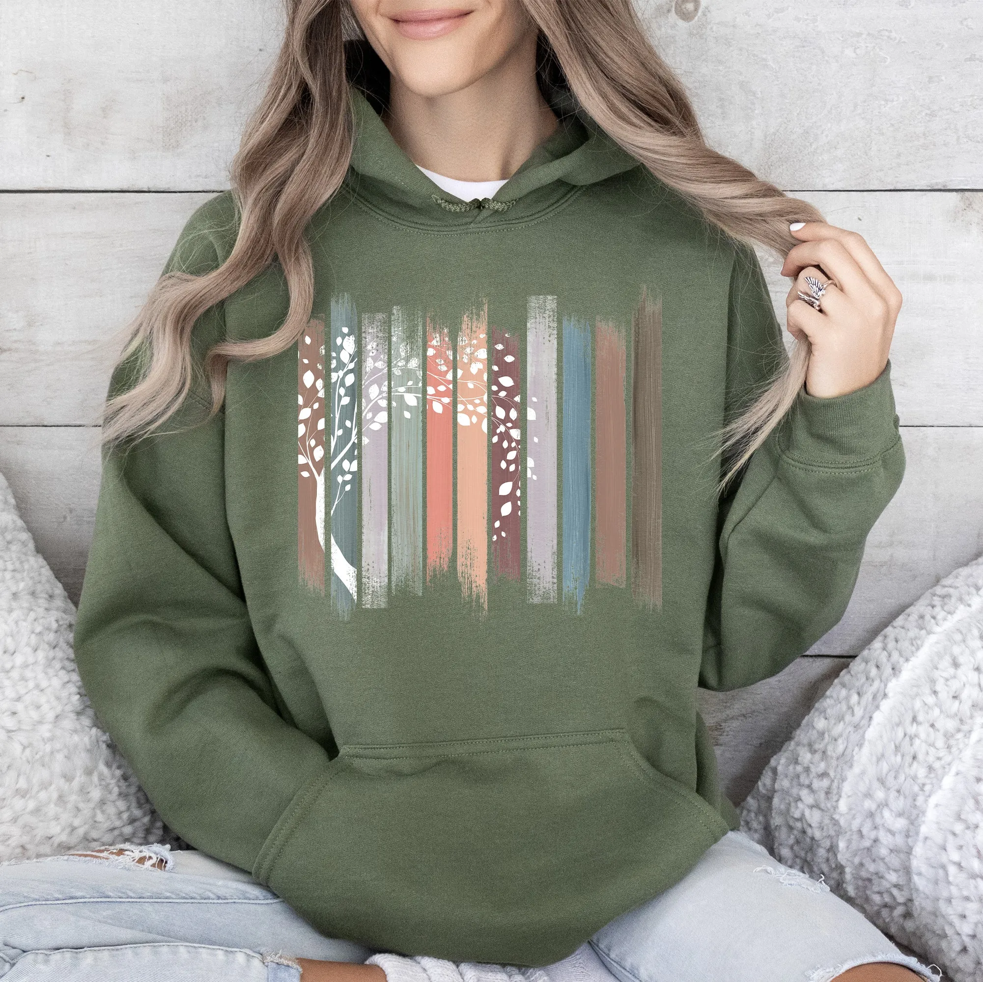 Botanical Stripes Tree Hoodie sold by Refinery Number One