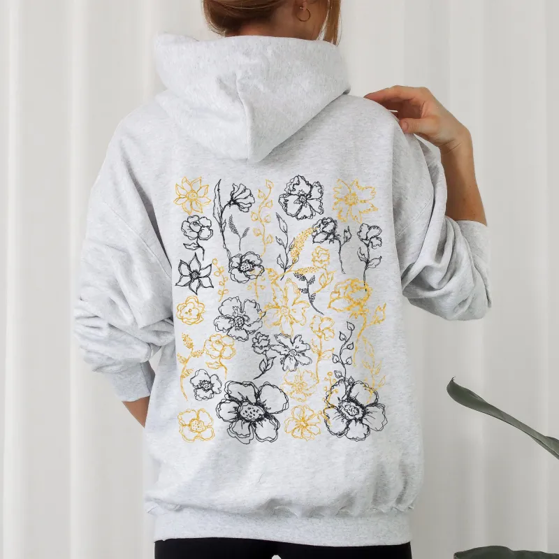 Floral Outlines Pattern, Botanical, Flower Hoodie sold by Refinery Number One
