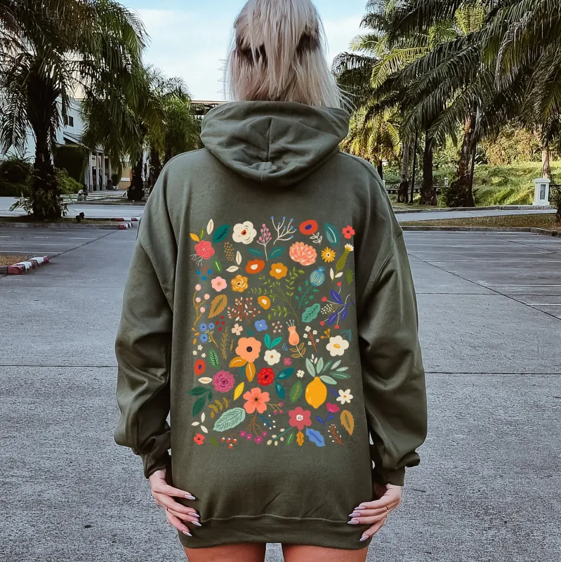 Colorful Delicate Floral Pattern, Leaves, Flowers Hoodie sold by Refinery Number One