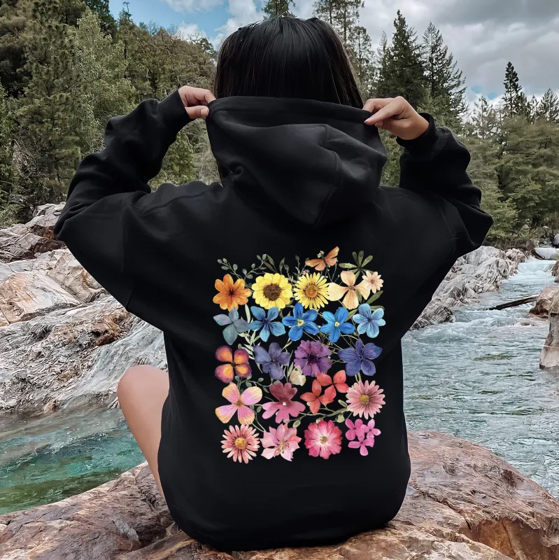 Bright Pressed Flowers Hoodie sold by Refinery Number One