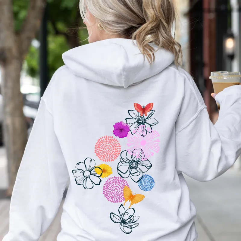 Floral Outlines, Flower Doodle Hoodie sold by Refinery Number One