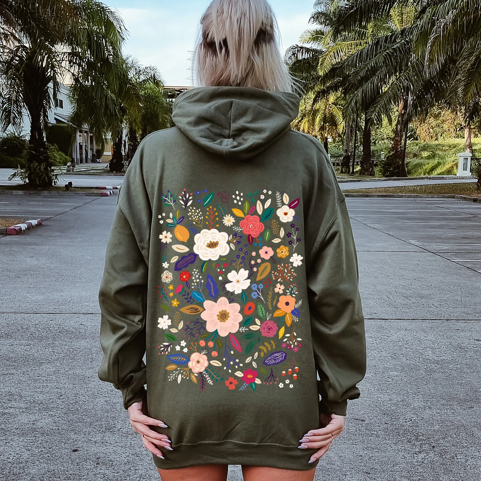 Flower Field, Whimsical Colorful Floral Hoodie sold by Refinery Number One product image thumbnail 2