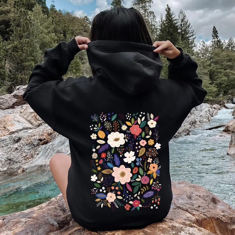 Flower Field, Whimsical Colorful Floral Hoodie sold by Refinery Number One