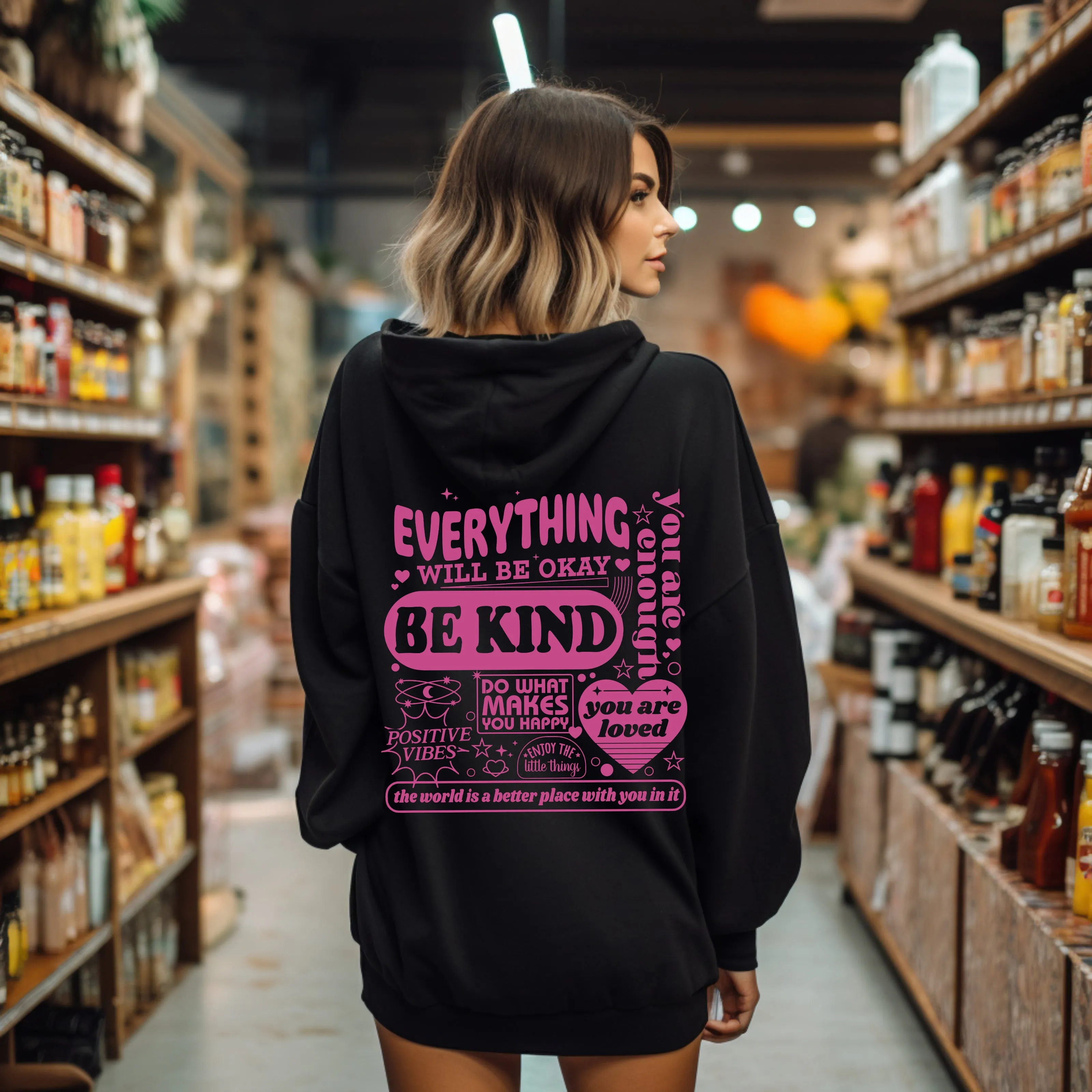 Everything Will Be Okay, Be Kind Positivity Kindness Mental Health Hooded Sweatshirt sold by Refinery Number One product image thumbnail 4