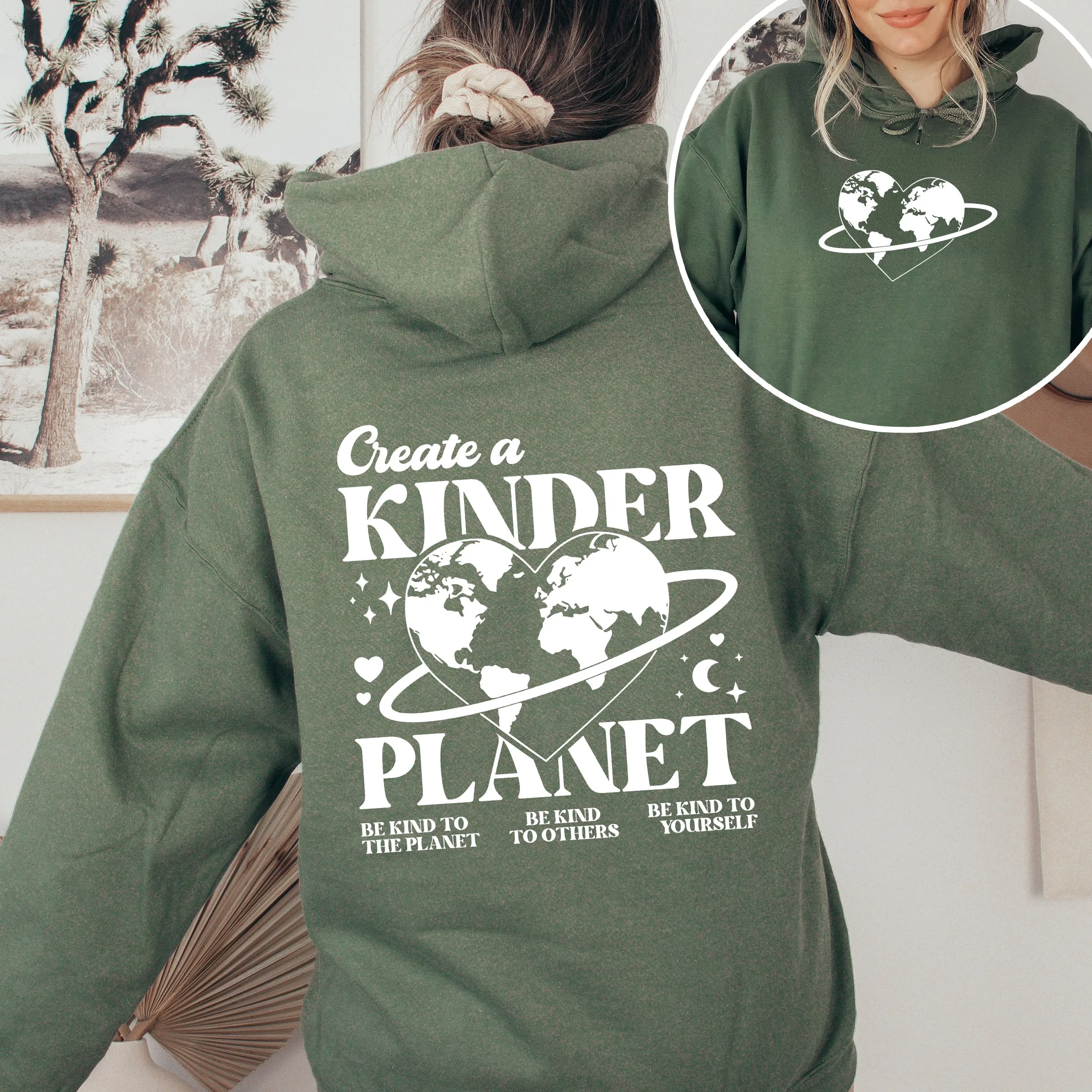 Create A Kinder Planet, Environment, Positivity, Kindness, Mental Health, Hooded Sweatshirt, Hoodie sold by Refinery Number One product image thumbnail 5