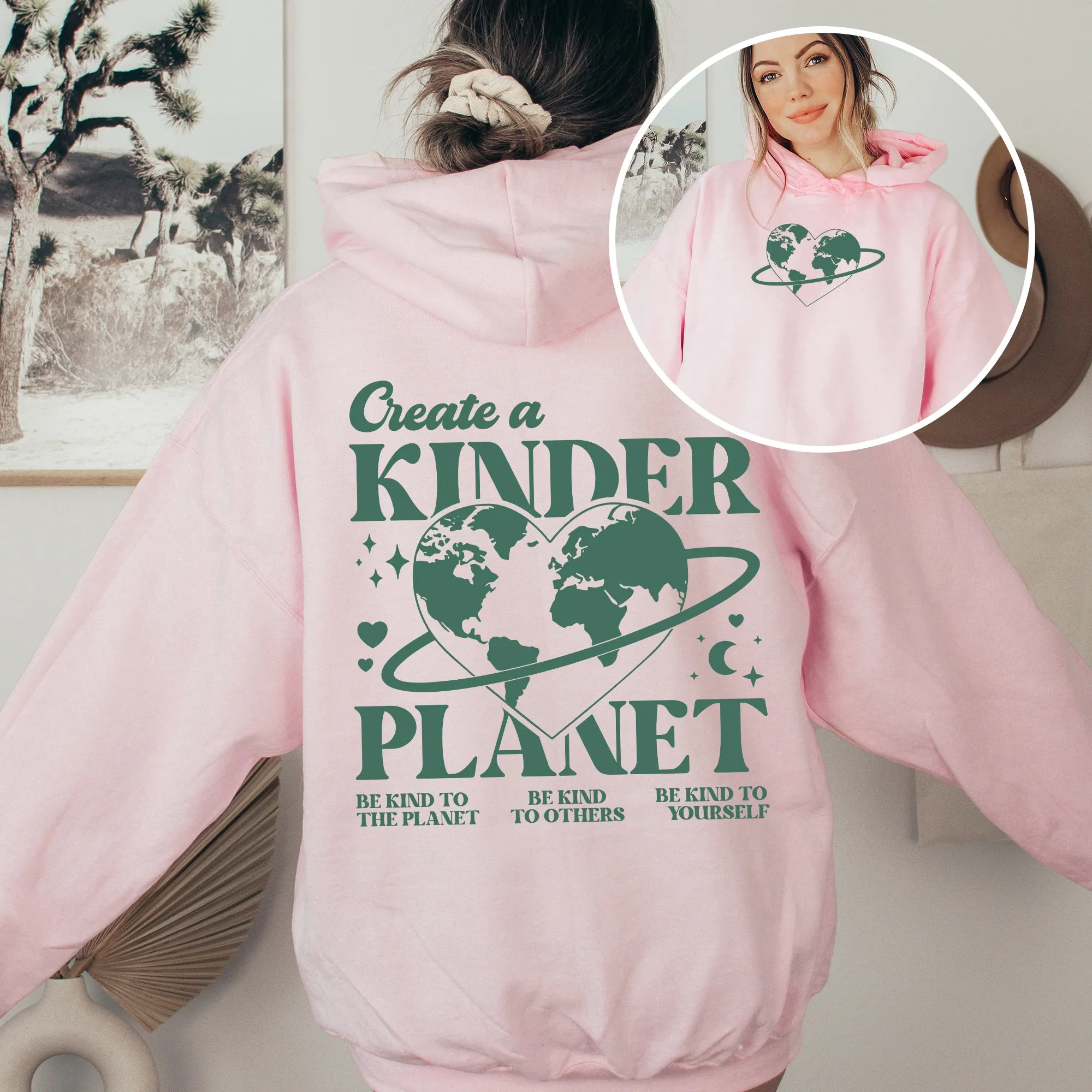 Create A Kinder Planet, Environment, Positivity, Kindness, Mental Health, Hooded Sweatshirt, Hoodie sold by Refinery Number One product image thumbnail 4