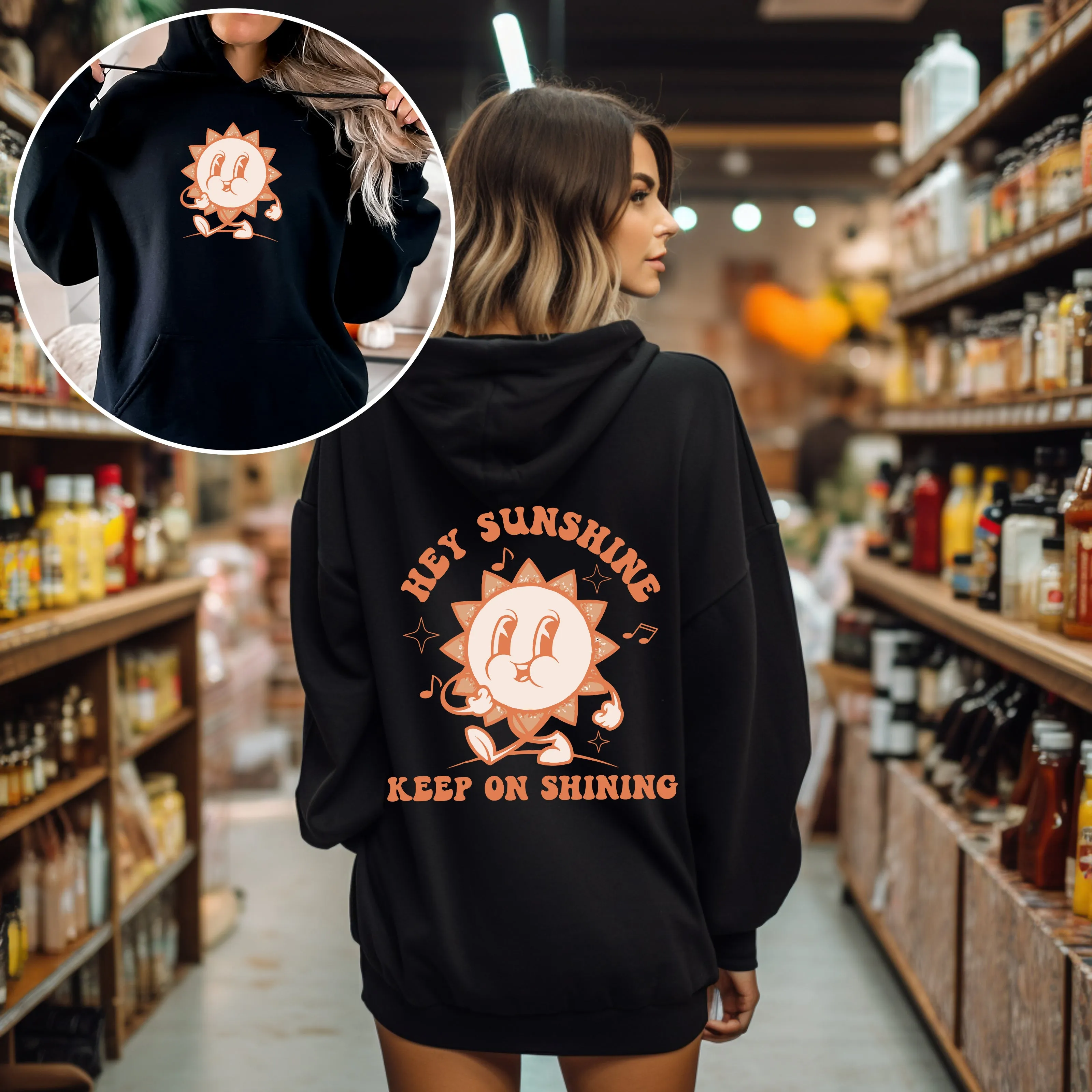 Hey Sunshine Keep On Shining, Positivity, Kindness, Mental Health, Hooded Sweatshirt, Hoodie sold by Refinery Number One product image thumbnail 3