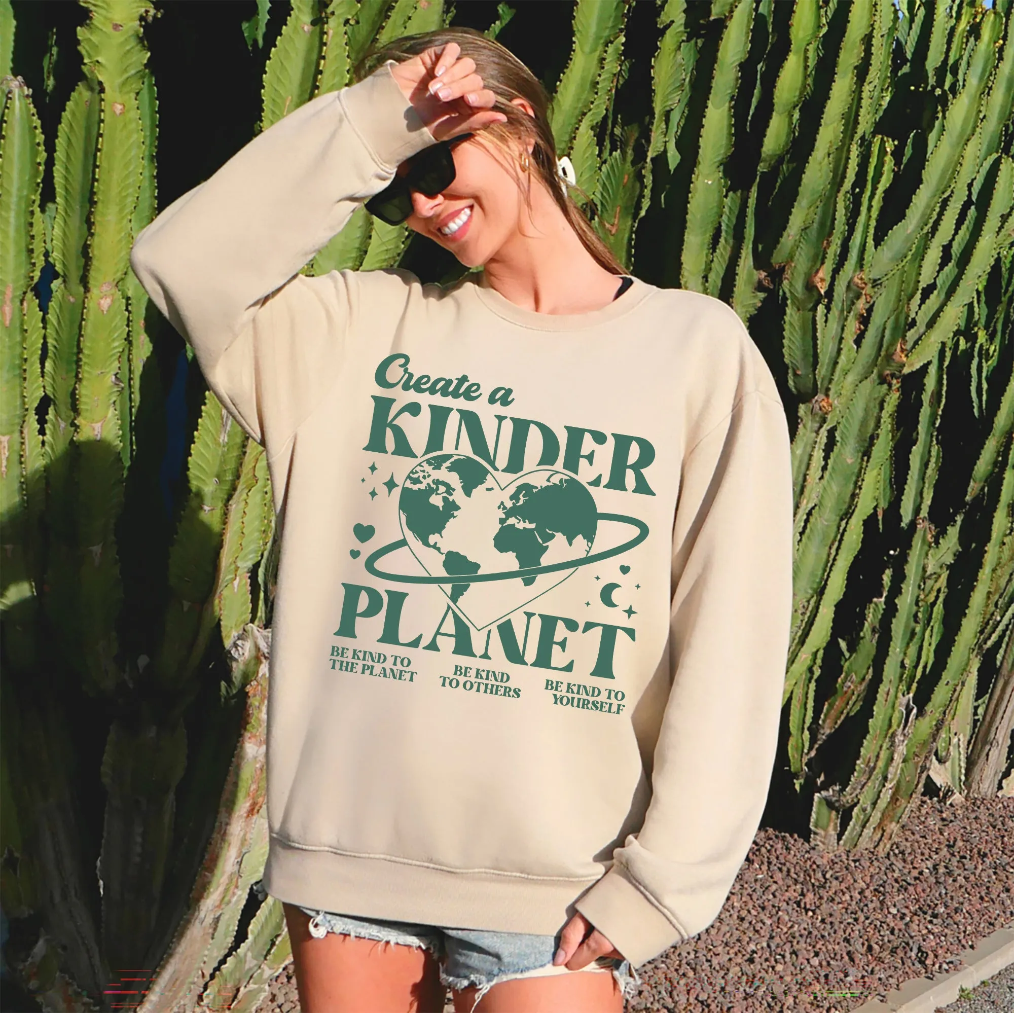 Create A Kinder Planet, Environment, Positivity, Kindness, Mental Health, Sweatshirt sold by Refinery Number One
