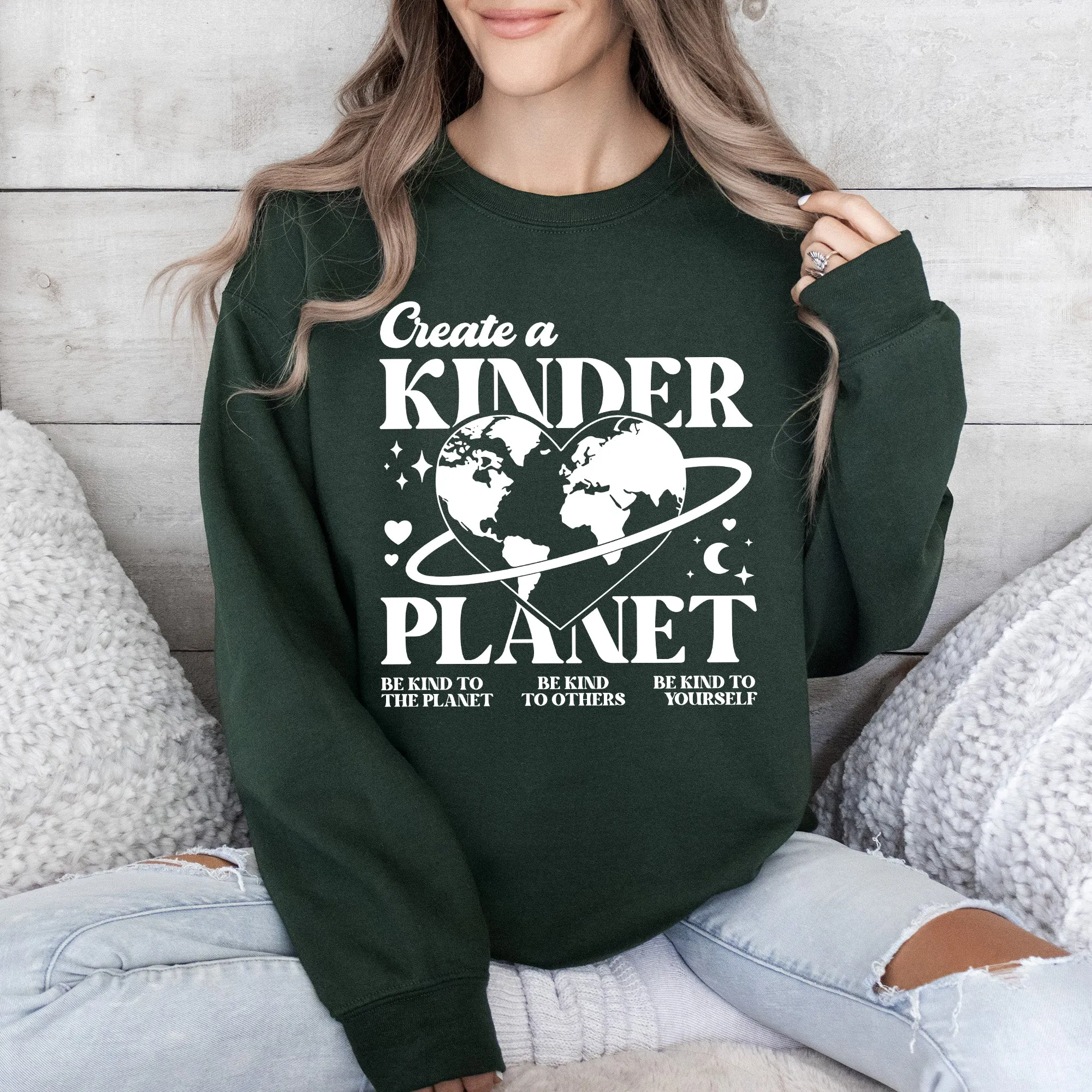 Create A Kinder Planet, Environment, Positivity, Kindness, Mental Health, Sweatshirt sold by Refinery Number One product image thumbnail 3