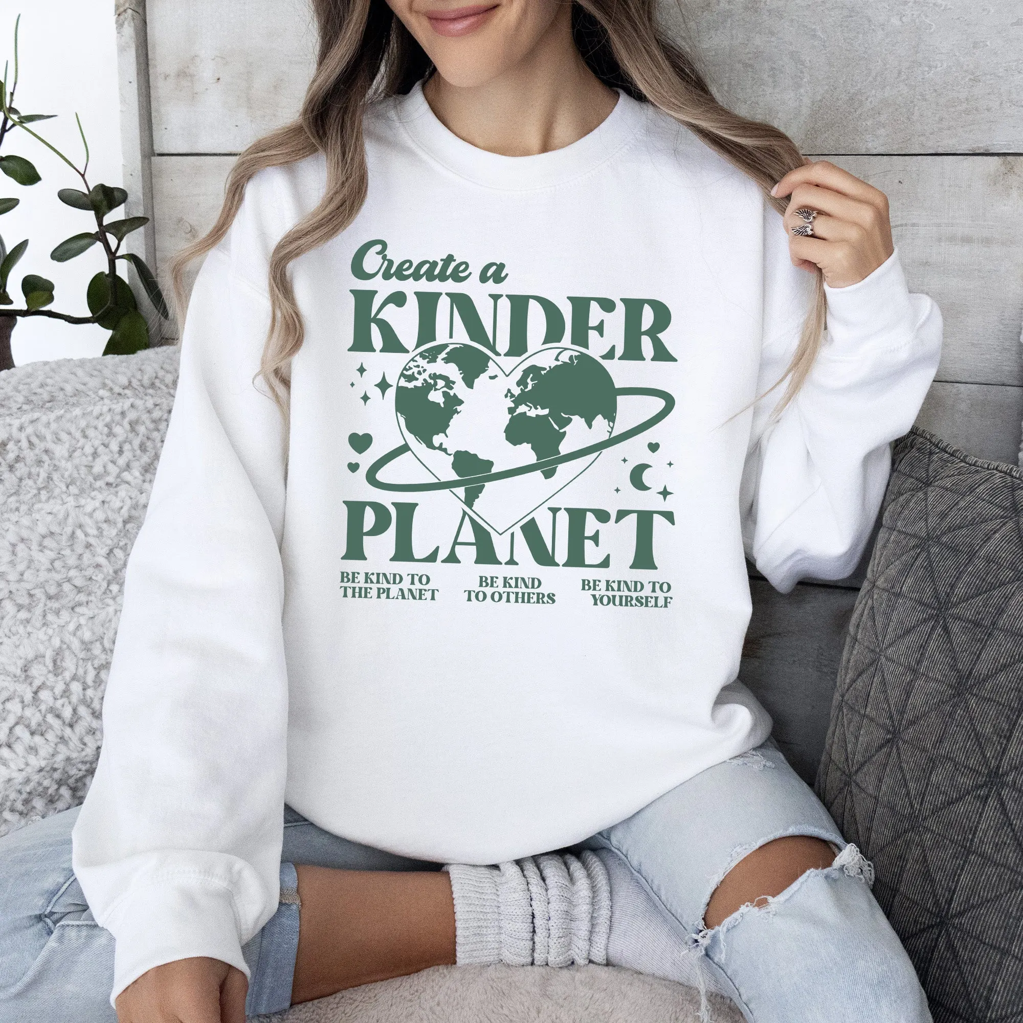 Create A Kinder Planet, Environment, Positivity, Kindness, Mental Health, Sweatshirt sold by Refinery Number One product image thumbnail 2