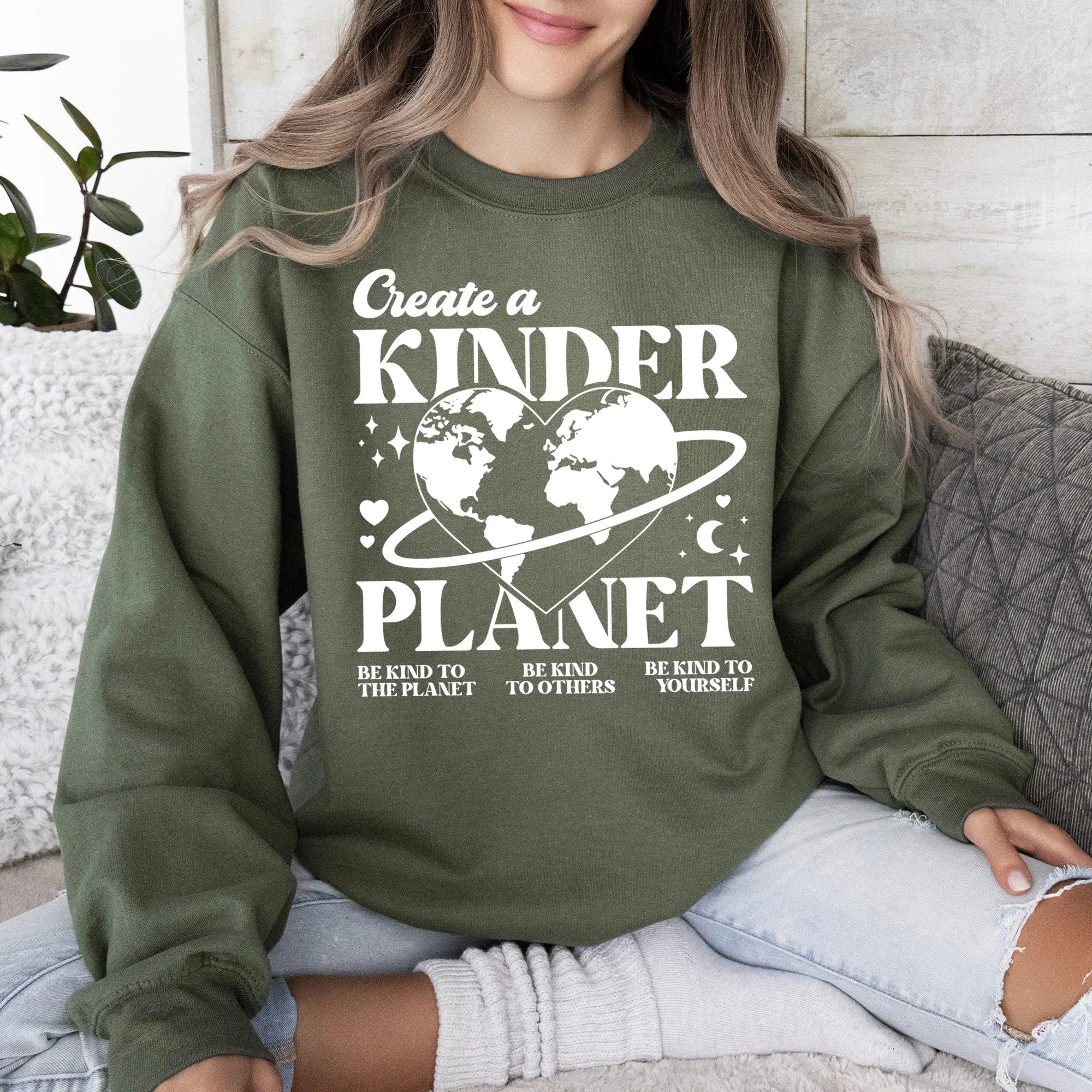 Create A Kinder Planet, Environment, Positivity, Kindness, Mental Health, Sweatshirt sold by Refinery Number One product image thumbnail 4