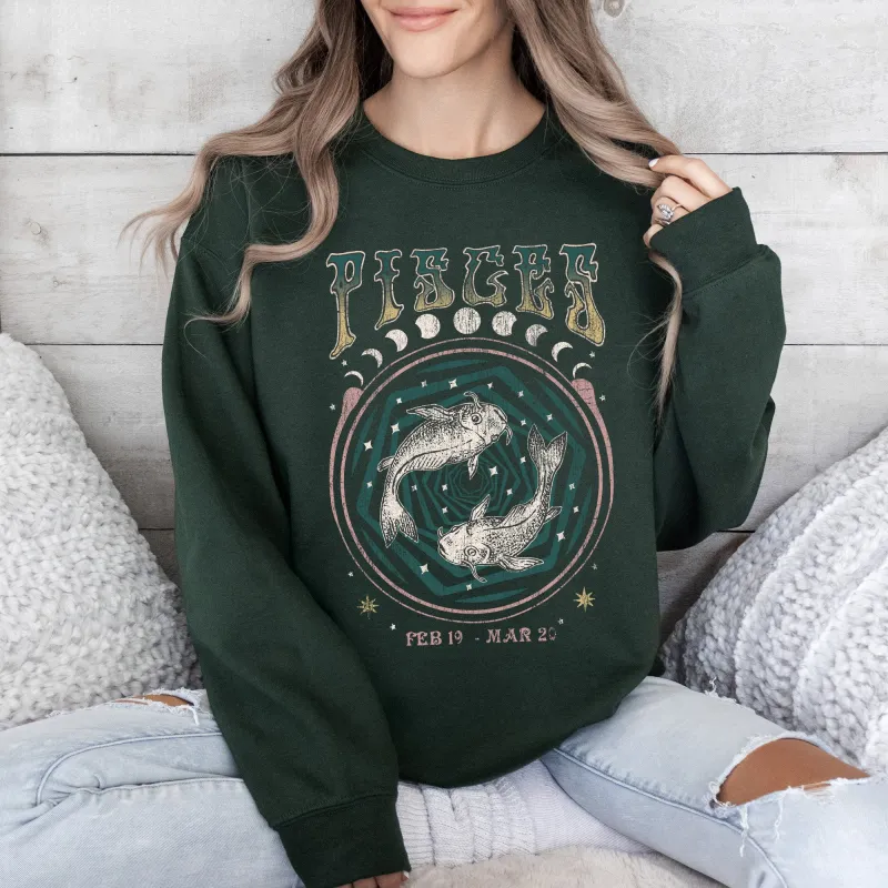 Pisces Zodiac, Astrology, Horoscope Sweatshirt sold by Refinery Number One
