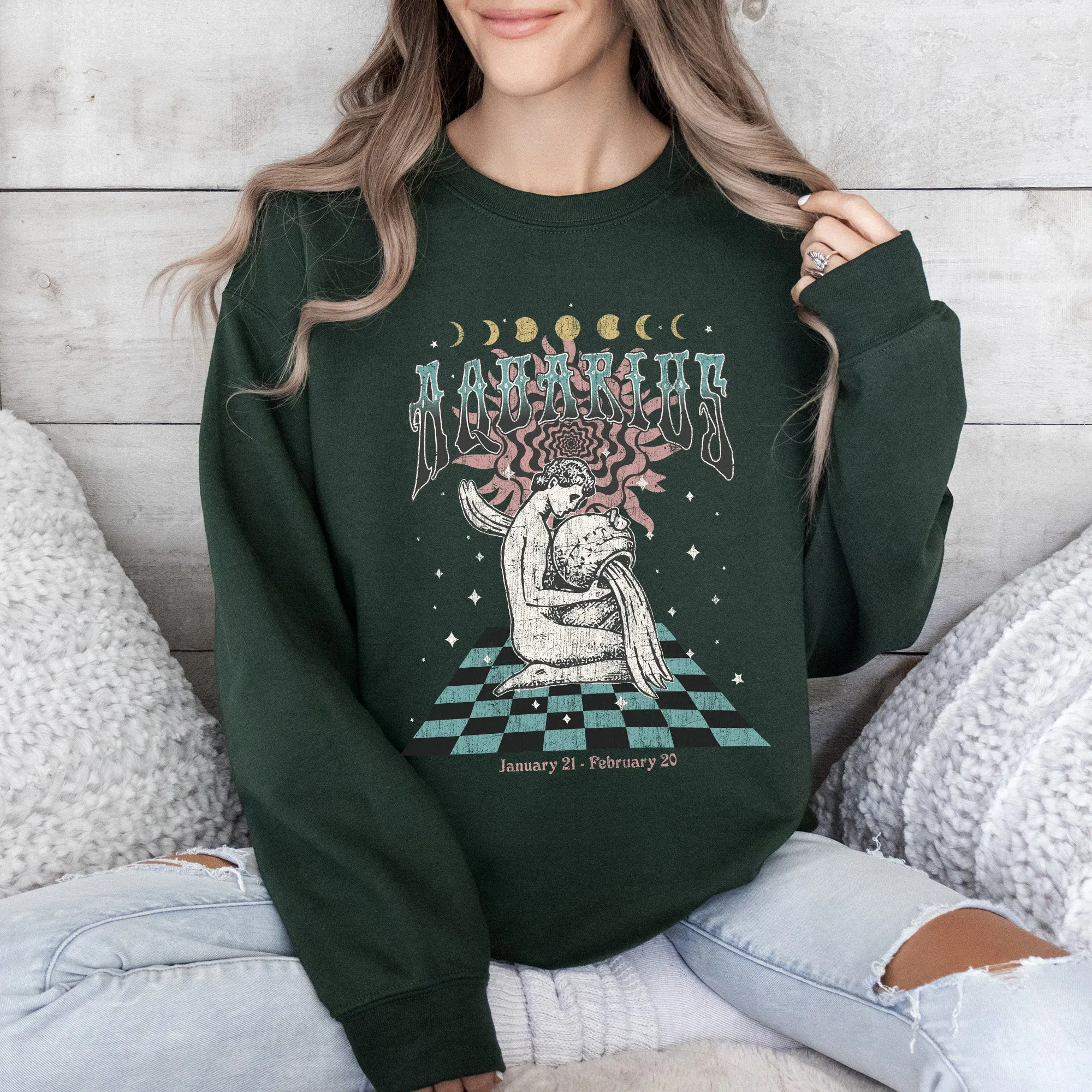 Aquarius Zodiac, Astrology, Horoscope Sweatshirt sold by Refinery Number One product image thumbnail 4