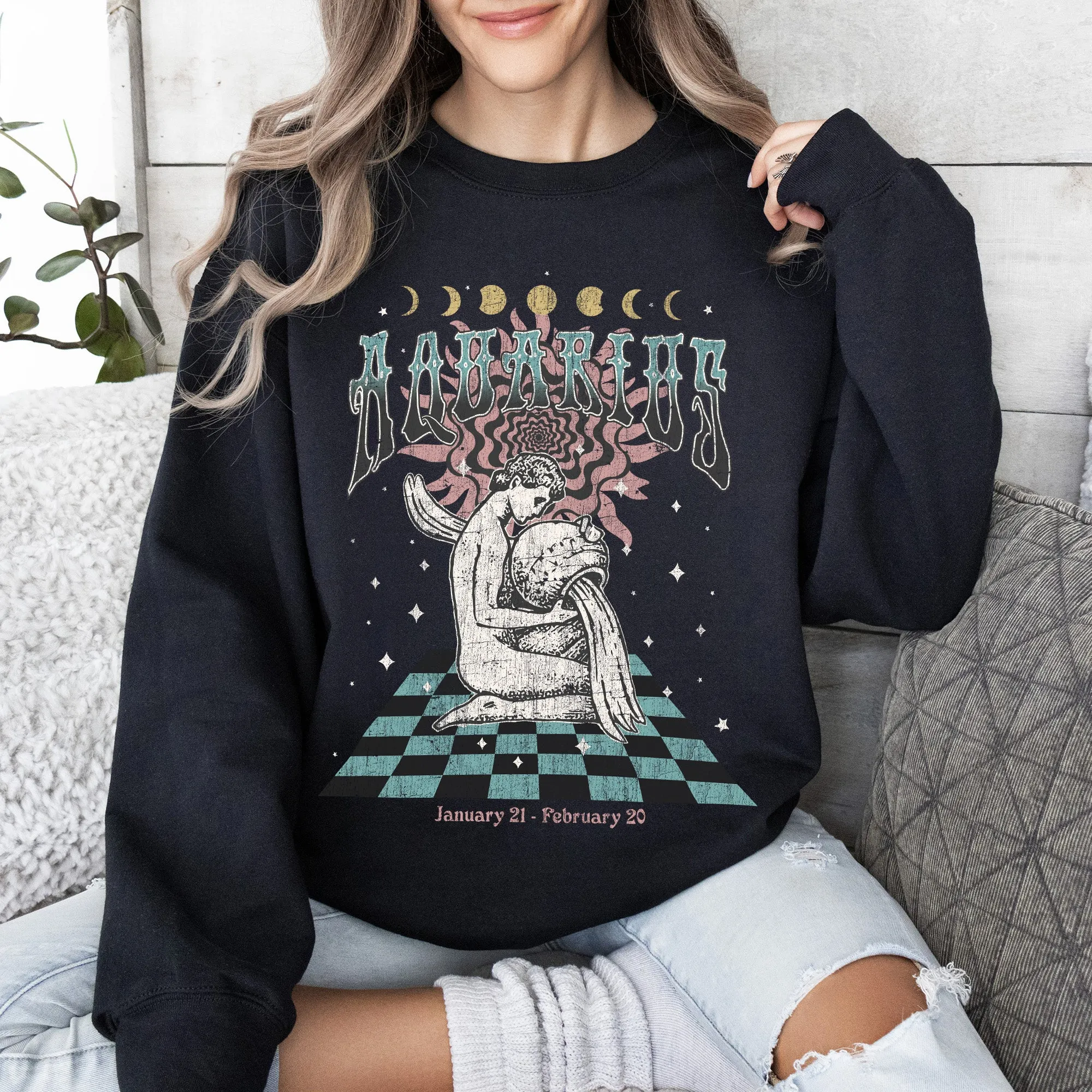 Aquarius Zodiac, Astrology, Horoscope Sweatshirt sold by Refinery Number One product image thumbnail 3