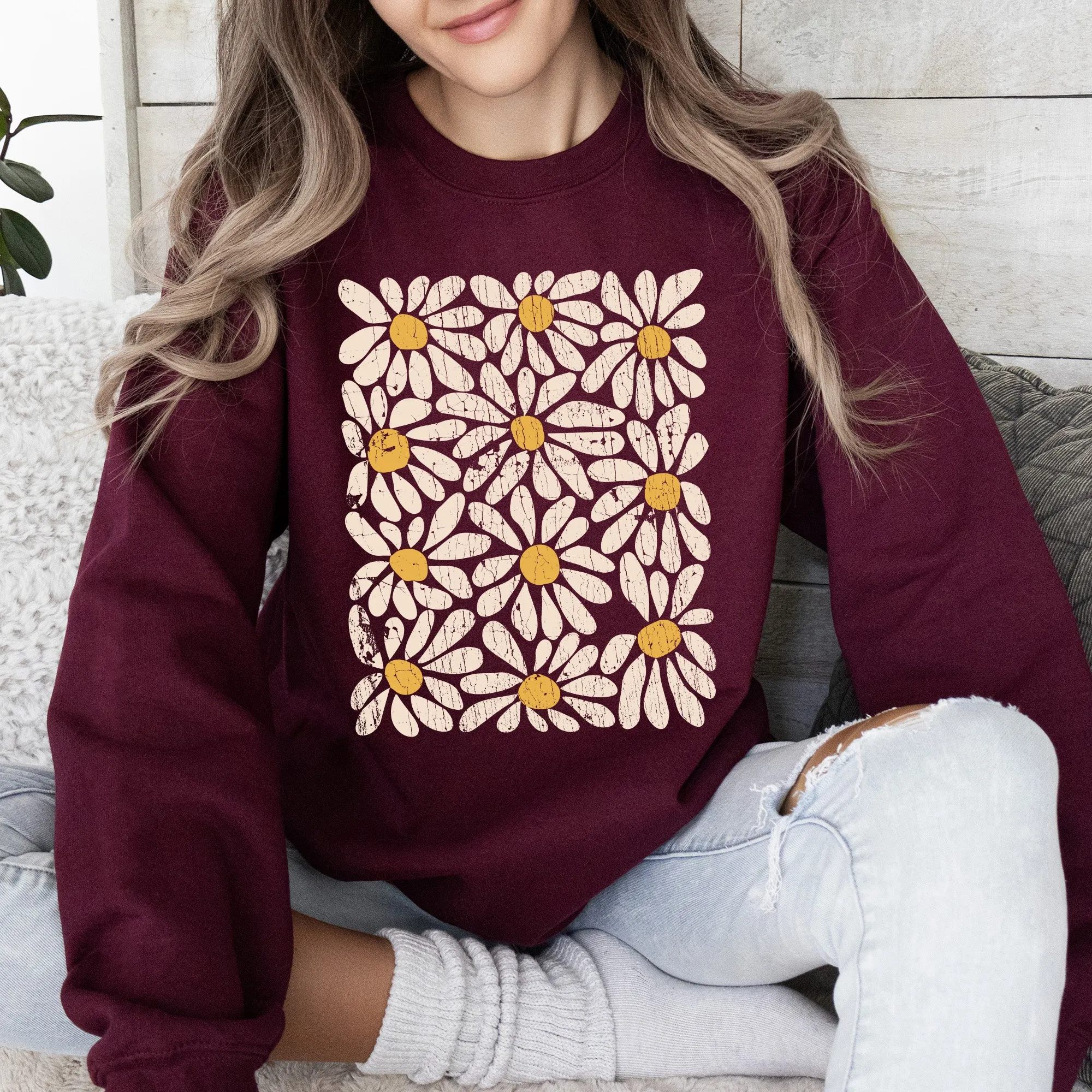 Vintage Daisies Floral Design and Classic Botanical Motifs Collection Sweatshirt sold by Refinery Number One product image thumbnail 4