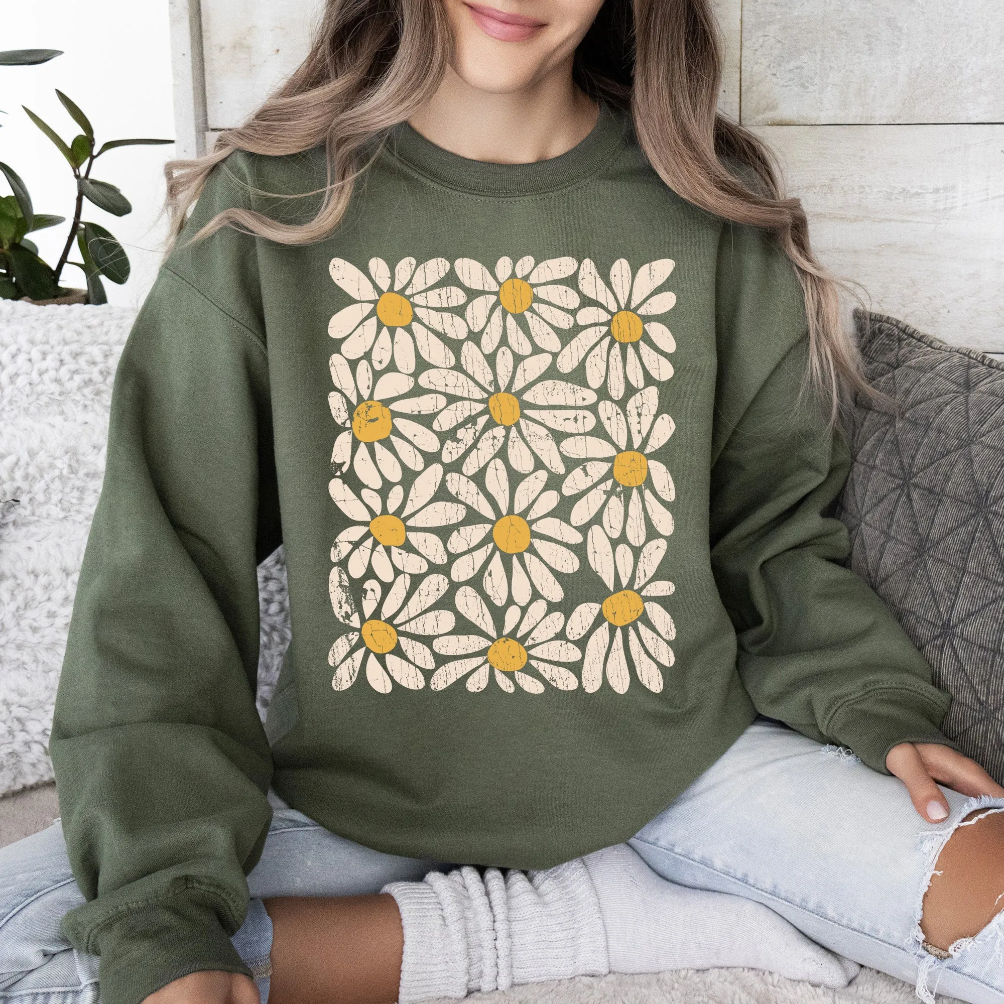 Vintage Daisies Floral Design and Classic Botanical Motifs Collection Sweatshirt sold by Refinery Number One product image thumbnail 5