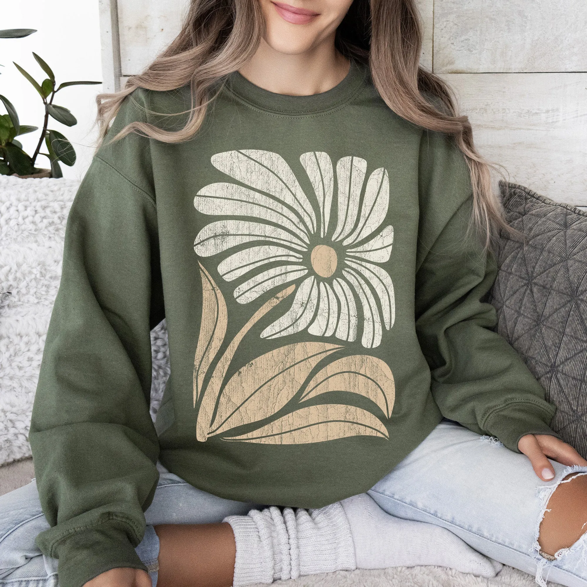 Retro Flower, Bold Floral, Boho Sweatshirt sold by Refinery Number One product image thumbnail 5