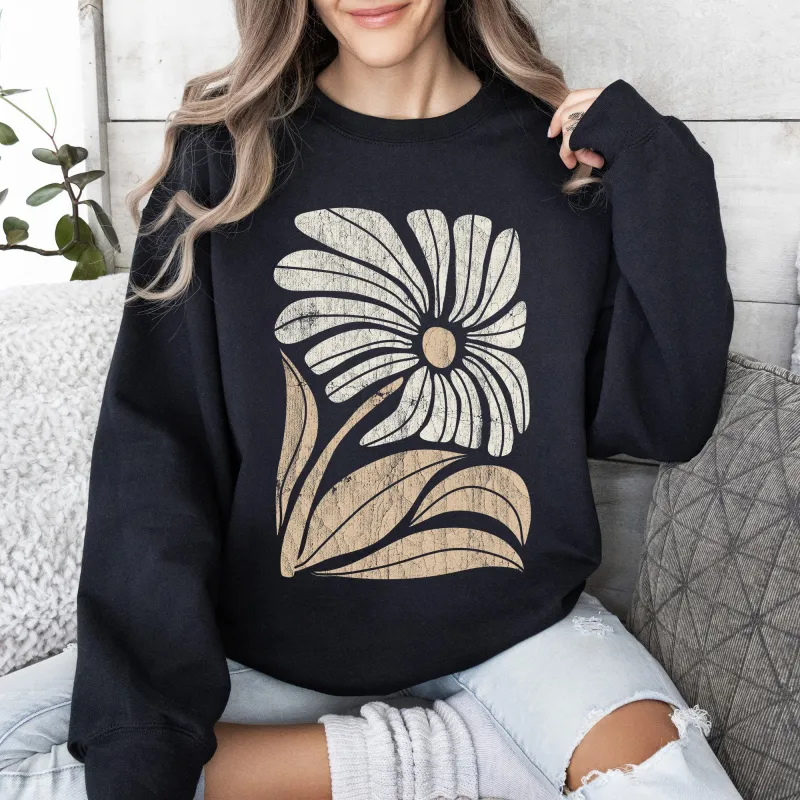 Retro Flower, Bold Floral, Boho Sweatshirt sold by Refinery Number One