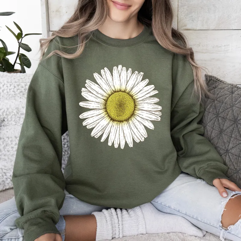 Retro Daisy Print, Vintage Flowers Sweatshirt sold by Refinery Number One